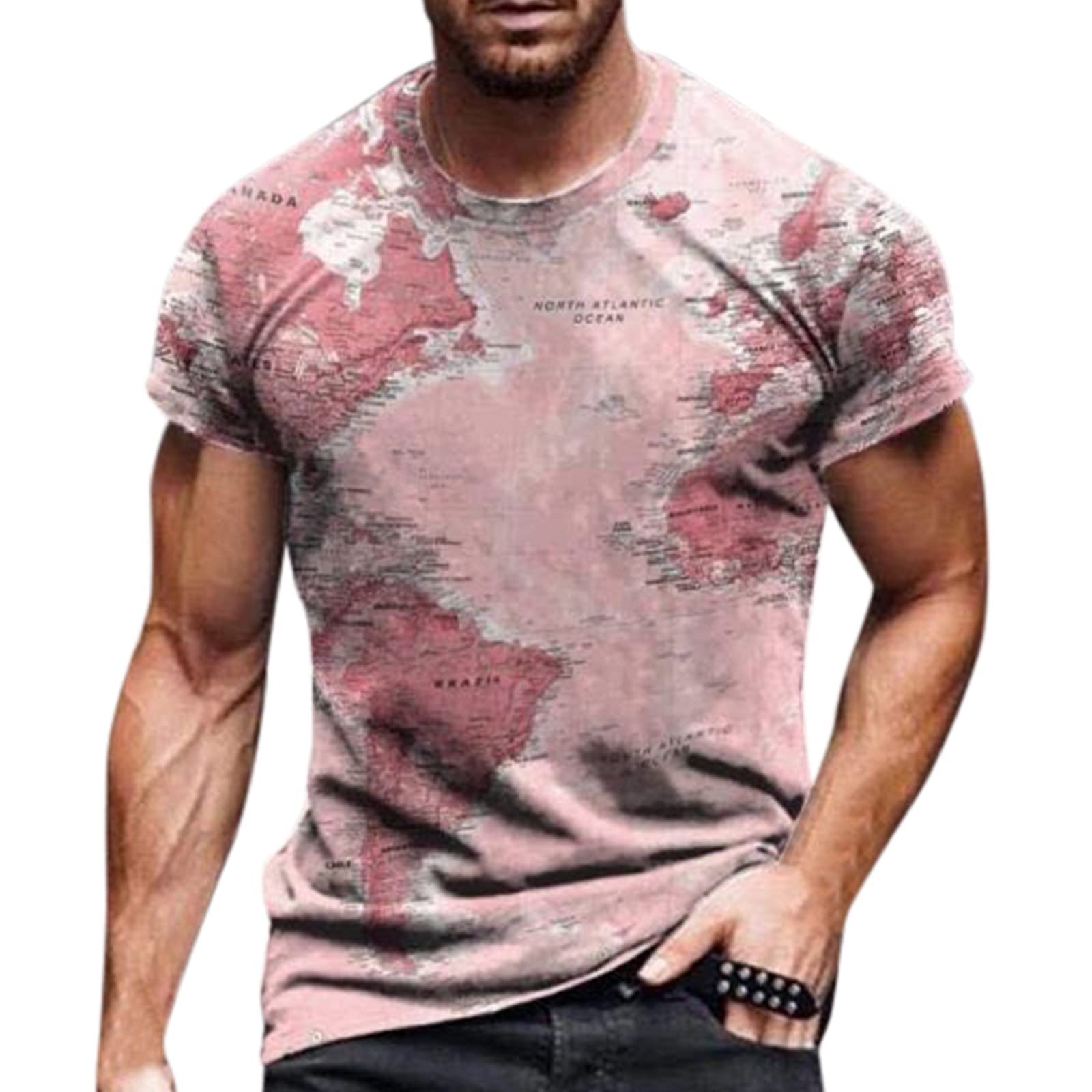 Vintage Distressed Printed Men's Dress Shirt - Short Sleeve Retro Blouse for Casual & Formal Wear - Perfect for Office, Parties, and Date Nights