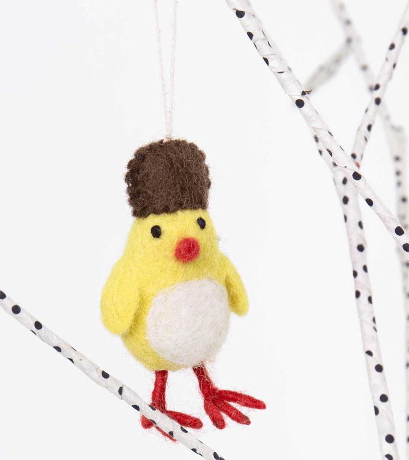 Handmade Hanging Felt Chicken Plush with Hat - AfroArt Home Decor for Nursery, Kids Room & Farmhouse Style - Perfect for Wall Decor, Baby Shower Gifts & Seasonal Display