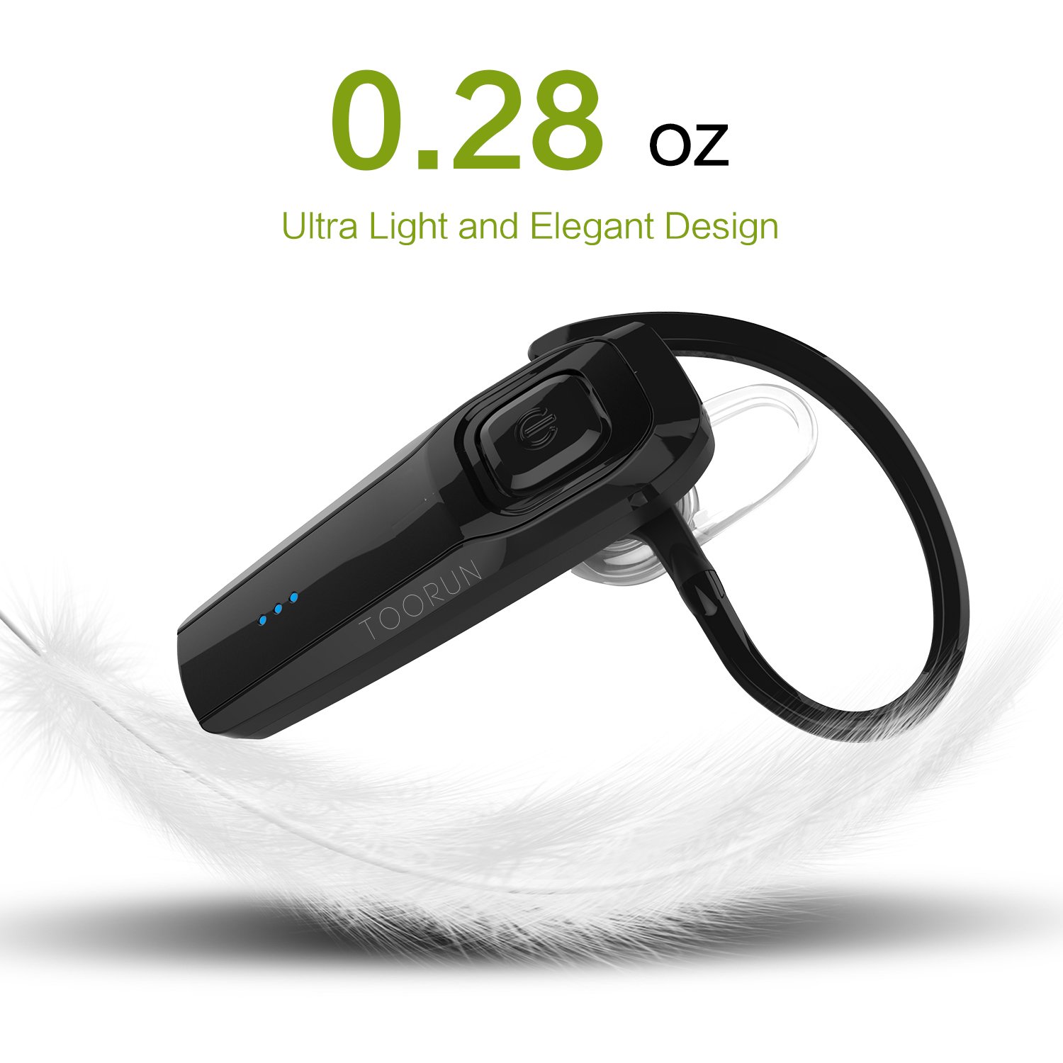 M26 Bluetooth 5.0 Wireless Headset with Noise Cancelling Mic - Hands-Free Earpiece for iPhone, Android, Laptop & Cell Phone - Perfect for Driving, Office Calls & Online Meetings (Black)