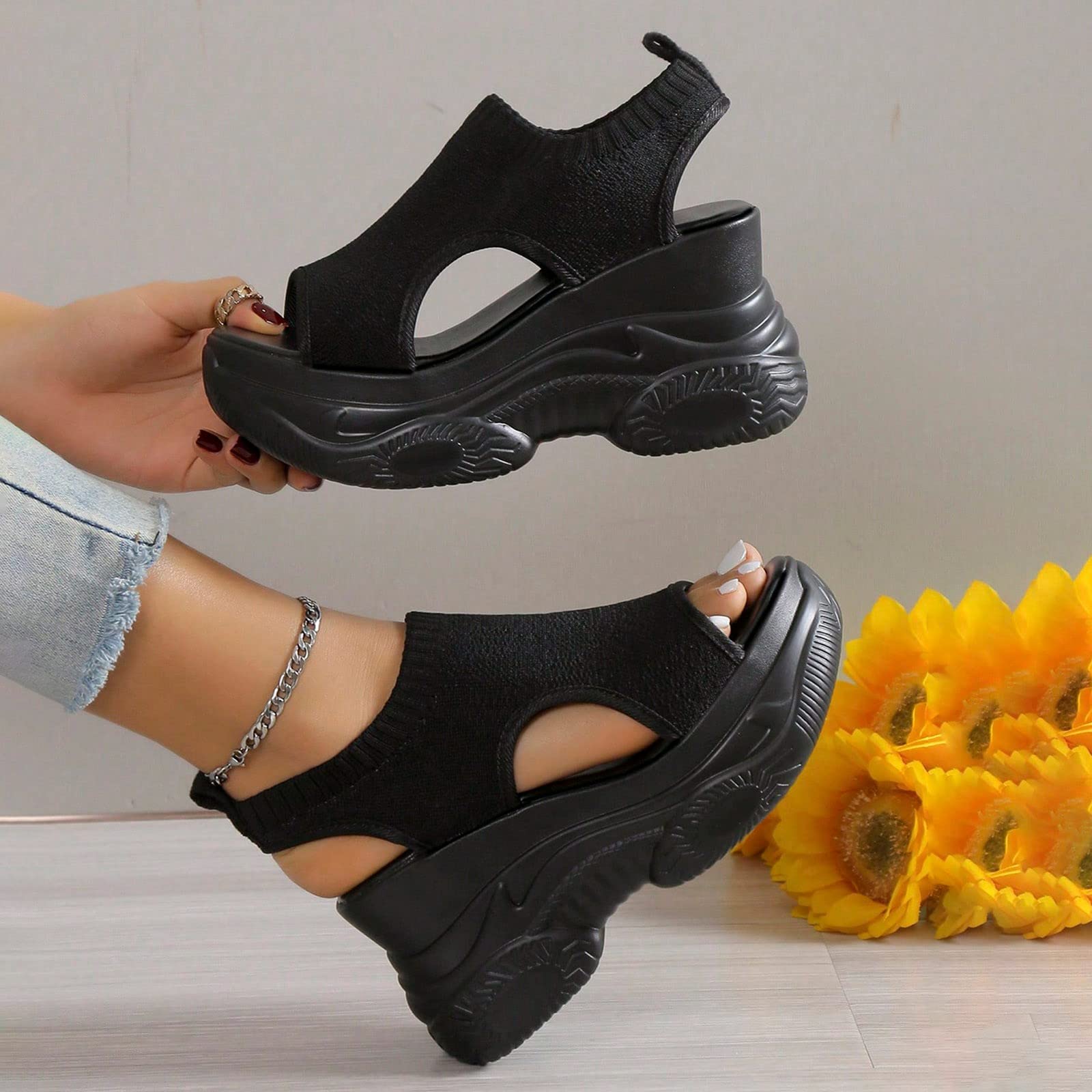 **Women's Orthopedic Wedge Sandals - Open Toe Ankle Strap Platform Sandals for Summer - Casual Strappy Slip-On Beach Sandals - Perfect for Walking, Travel & Outdoor Activities**