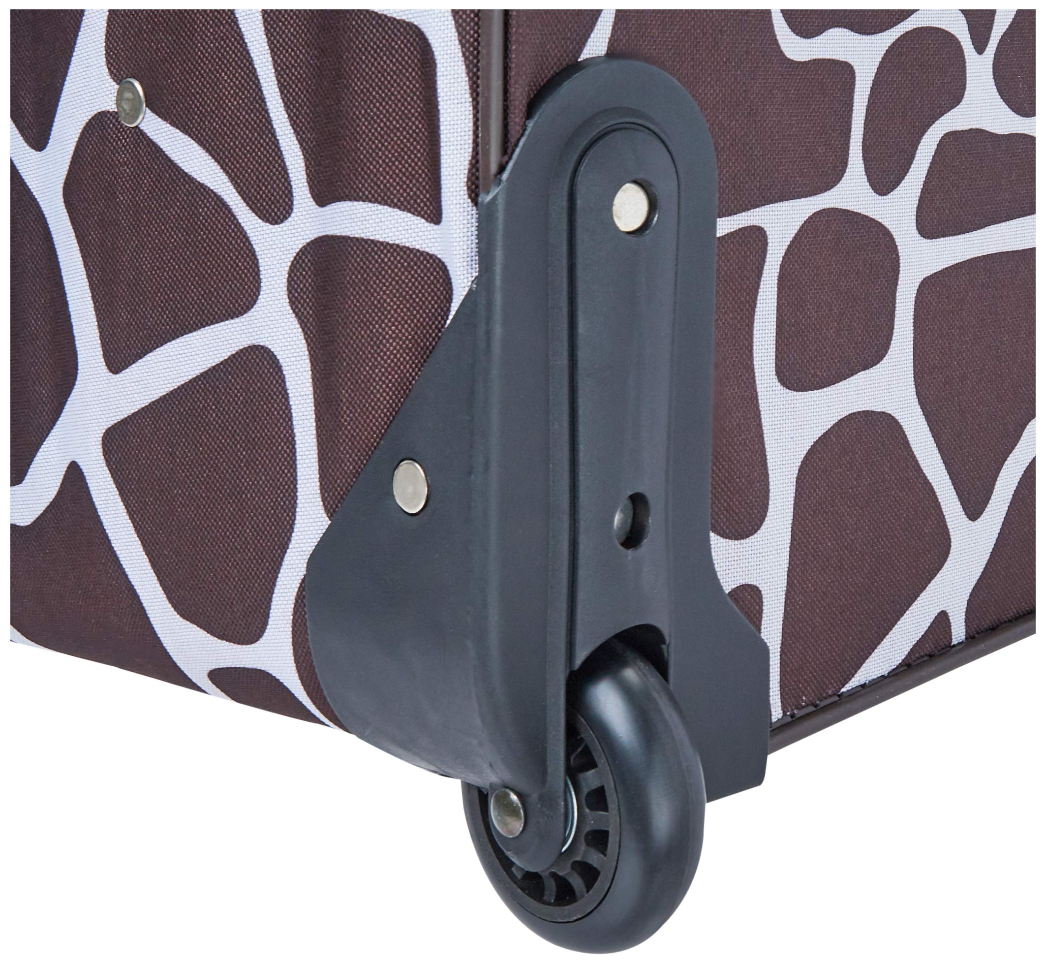 Rockland Fashion Softside Upright Luggage Set with Telescoping Handles - 4-Piece (14/19/24/28 Inch) Pink Giraffe Print Suitcases for Women & Teens - Perfect for Air Travel, Vacation & Business Trips