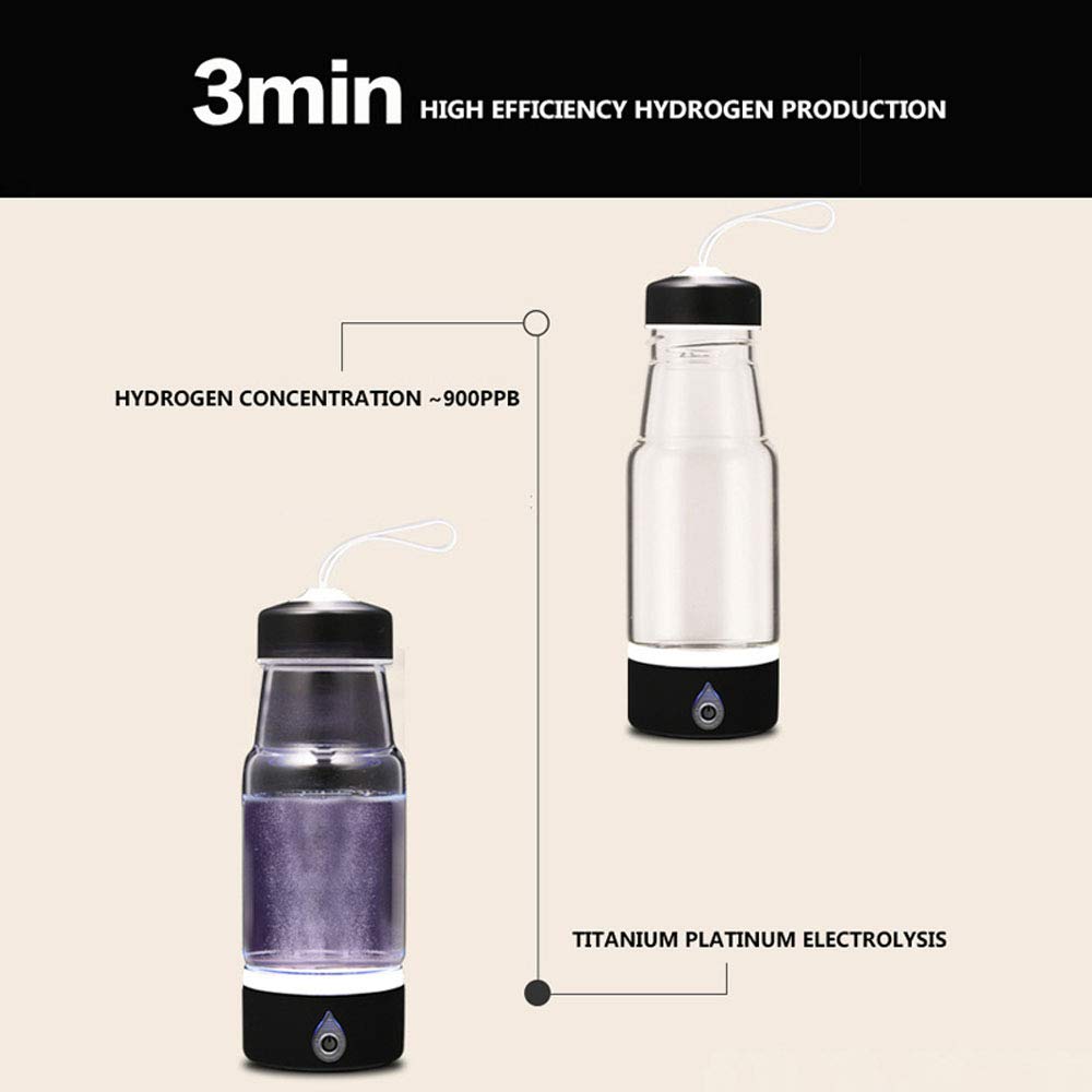 Hydrogen Water Bottle 420ml - Portable Hydrogen Water Generator & Ionizer with H2 & O2 Separation, High Purity Hydrogen Water for Health & Hydration - Perfect for Travel, Gym, and Daily Wellness