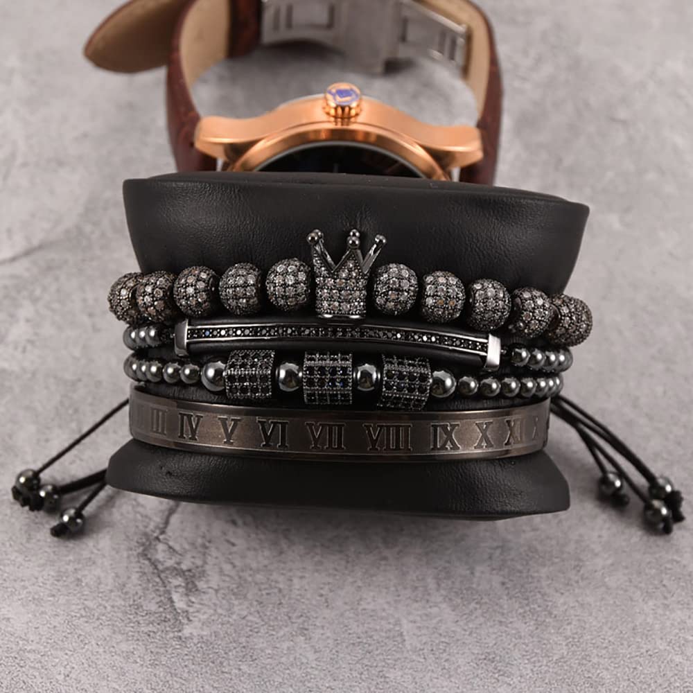 Men's Beaded Bracelet - Stainless Steel Micro Pave Zircon Cuff Bangle for Men & Women | Perfect for Casual Wear, Gifts & Special Occasions