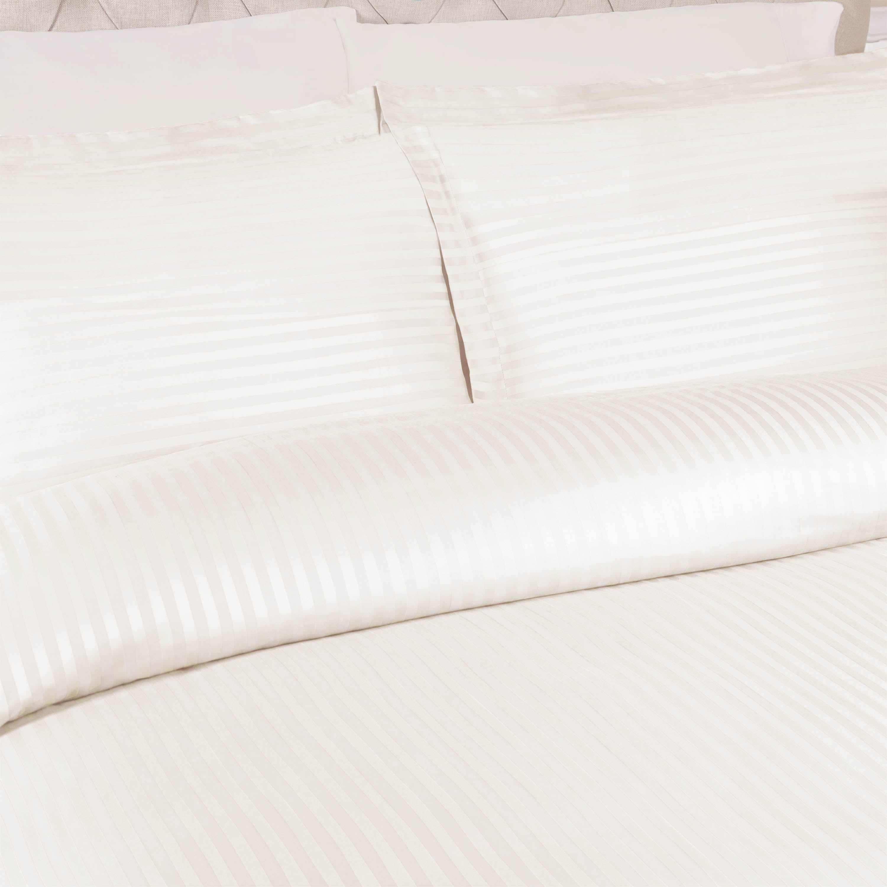 400 Thread Count Lightweight Stripe Egyptian Cotton Duvet Cover Set - Queen Size, Breathable & Soft Bedding for All Seasons - Perfect for Master Bedroom, Guest Room & Hotel Use