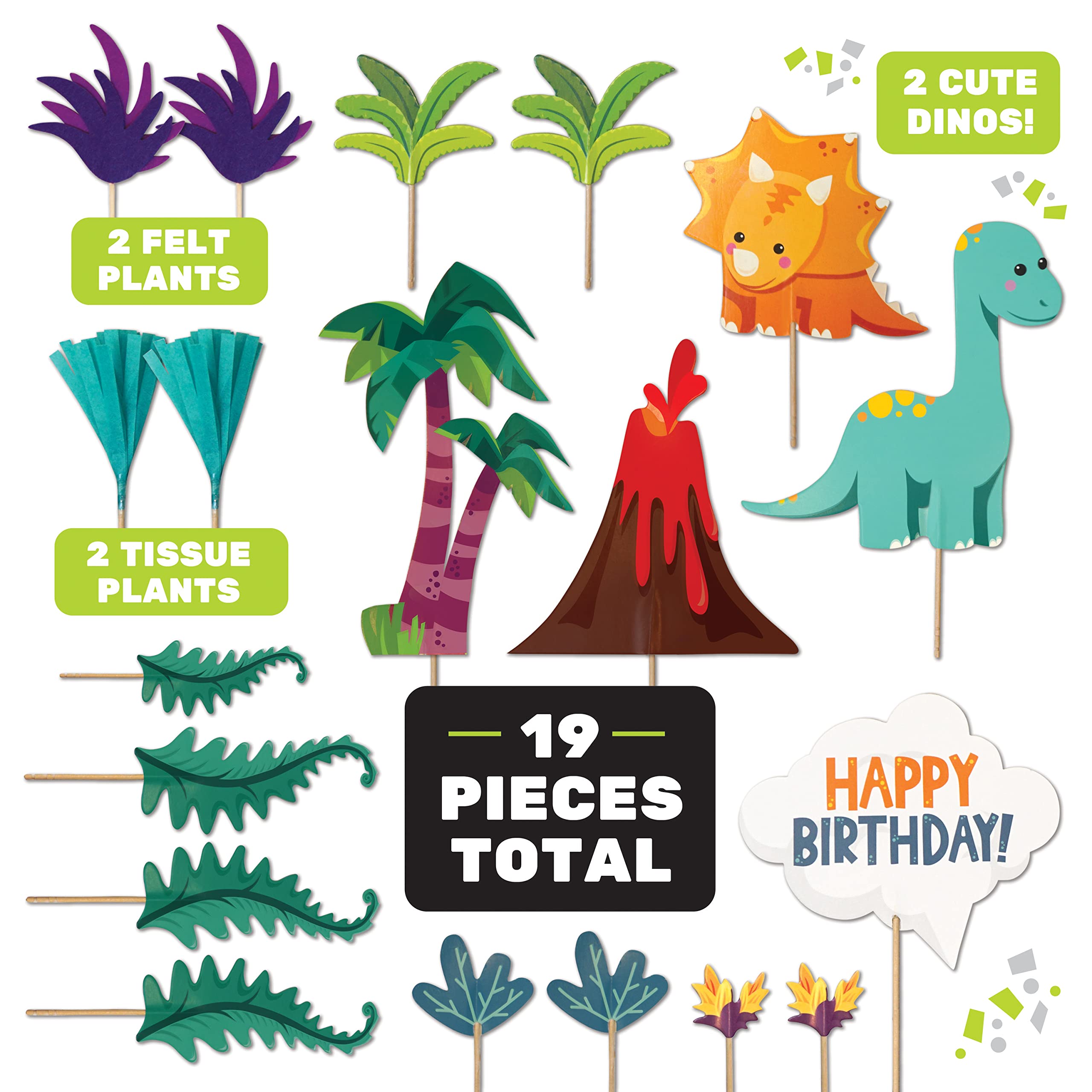 19-Piece Dinosaur Cake Toppers Set for Boys - T-Rex & Dino Birthday Cake Decorations - Perfect for Dinosaur Themed Parties, Baby Showers & Kids Birthday Cakes