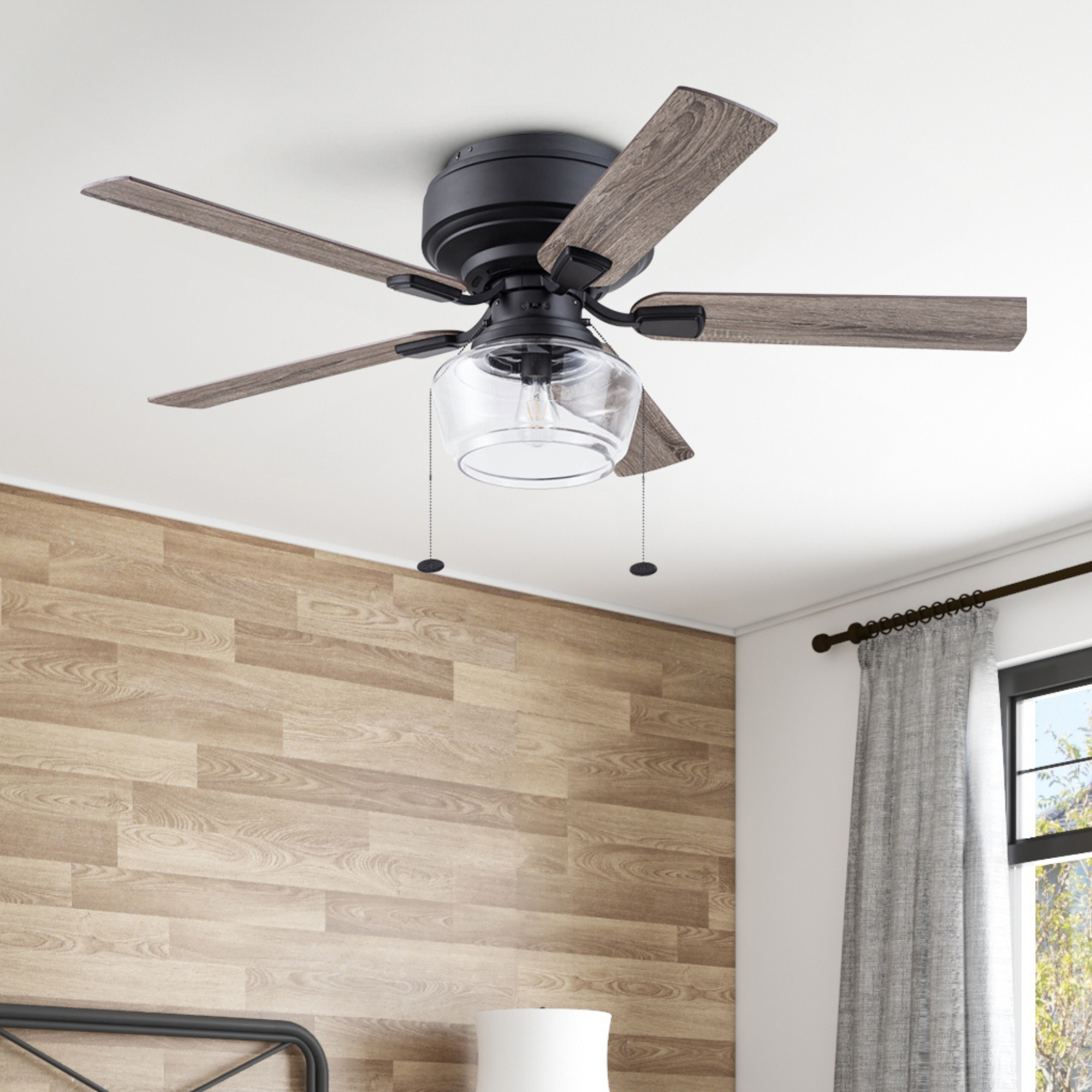 52 Inch MaCenna Ceiling Fan with Pull Chain - Matte Black Finish, Quick Attach™ Technology for Easy Installation - Perfect for Living Room, Bedroom & Outdoor Spaces