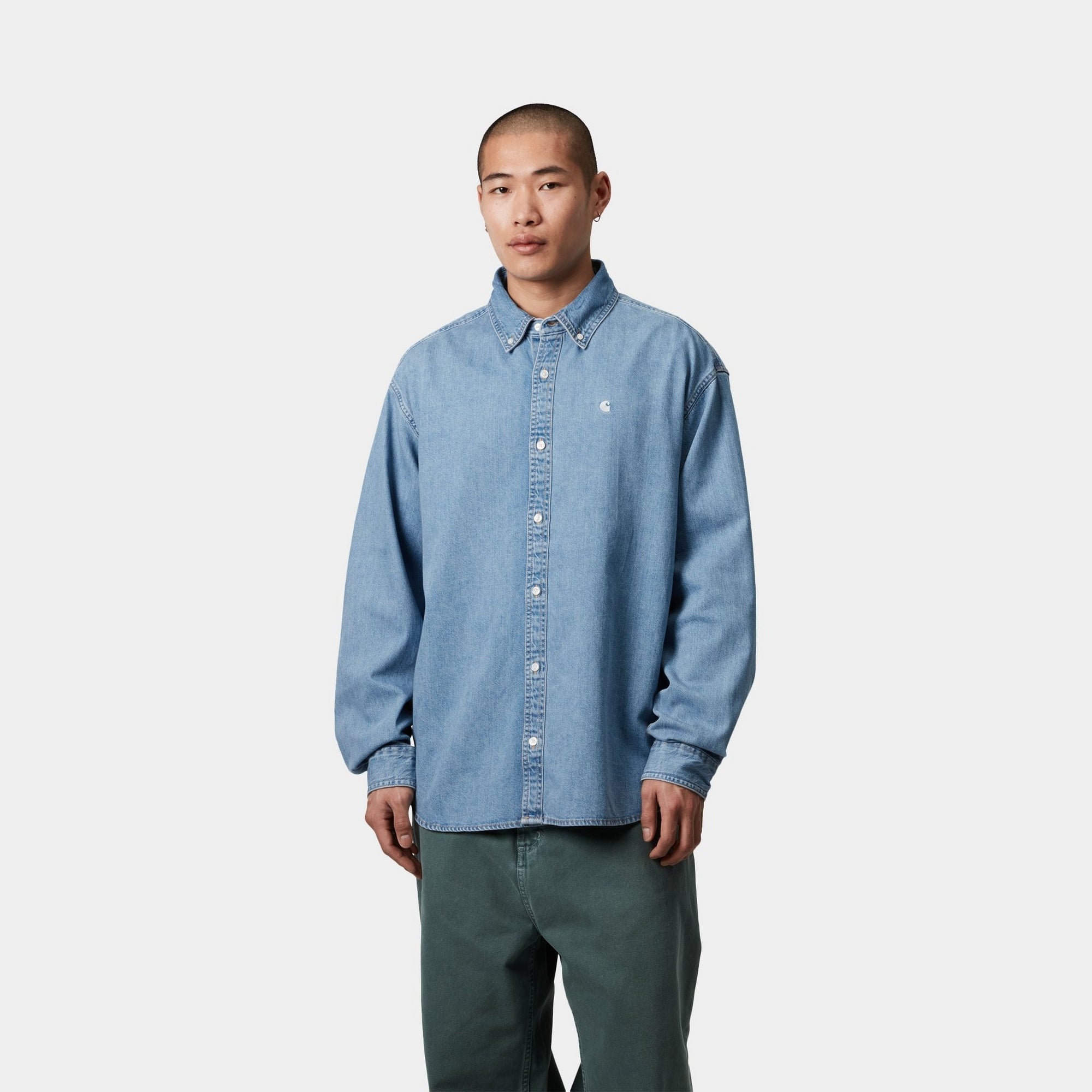 Lucas Shirt for Men - Distressed Blue Denim Button Down Shirt | Casual Wear, Street Style, and Everyday Outfits