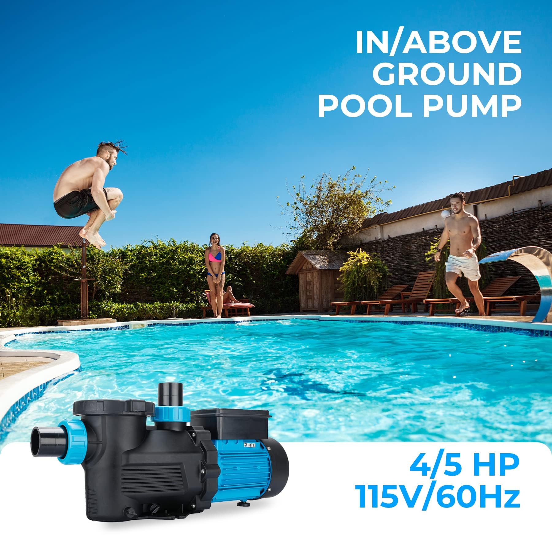 0.9HP In-Ground & Above Ground Pool Pump - 5790 GPH, 115V - Powerful Water Circulation for Swimming Pools, Spas & Backyard Water Features