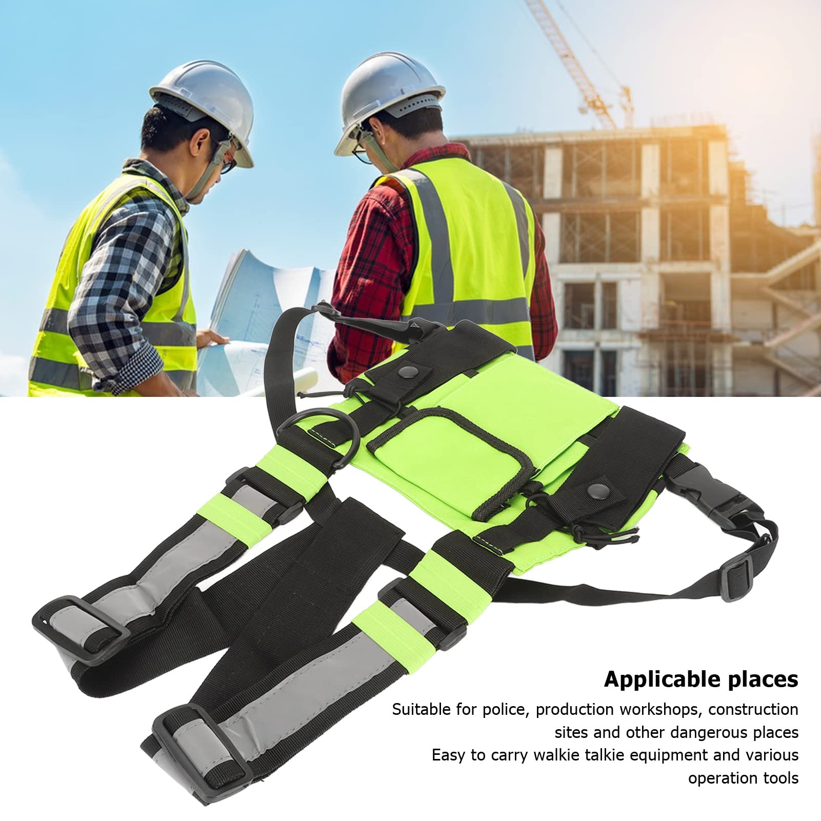 **Two-Way Radio Chest Harness Bag with Adjustable Shoulder Straps & Front Pouches - Universal Walkie Talkie Holder for Outdoor Activities, Hiking, Hunting & Security Work**