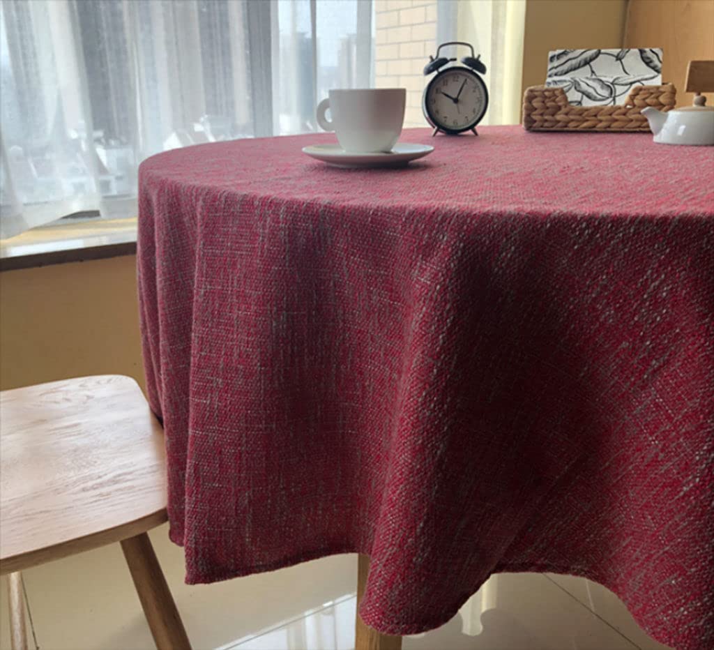 Premium Round Tablecloth - 180cm Cotton Linen Washed Anti-Slip Table Cover for Kitchen, Dining & Party | Easy Care, Dust-Proof & Durable | Perfect for Everyday Use, Holiday Gatherings & Special Events