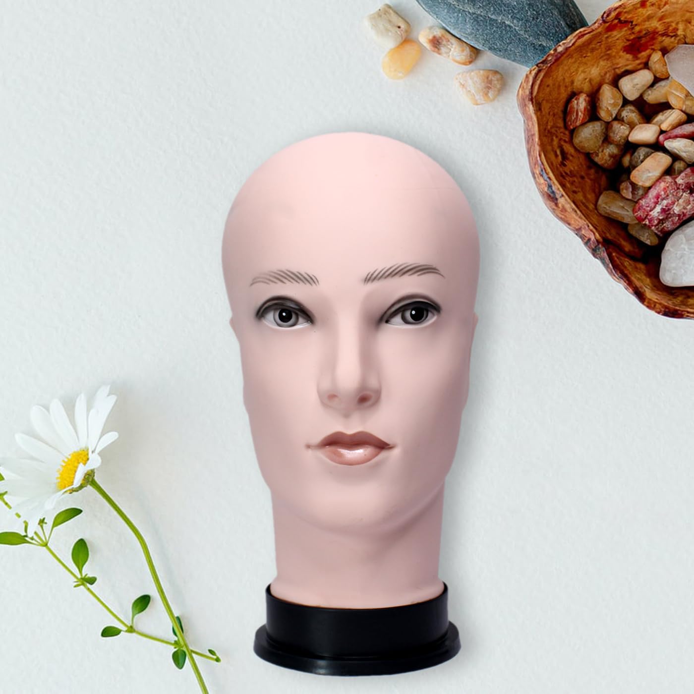 KYNA Male Head Dummy Display Mannequin - Realistic Skin Tone for Eyeglasses, Wigs, Hats & Caps - Perfect for Retail Stores, Barber Shops & Cosmetology Training (Pack of 1)