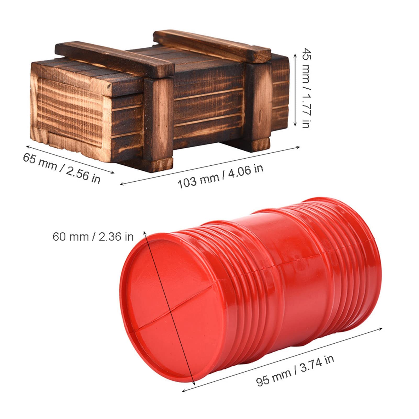 1:10 Scale RC Decor - Wooden Box, Loading Net & Oil Drum Set for Crawler RC - Perfect for RC Model Displays, DIY Projects & Home Decoration