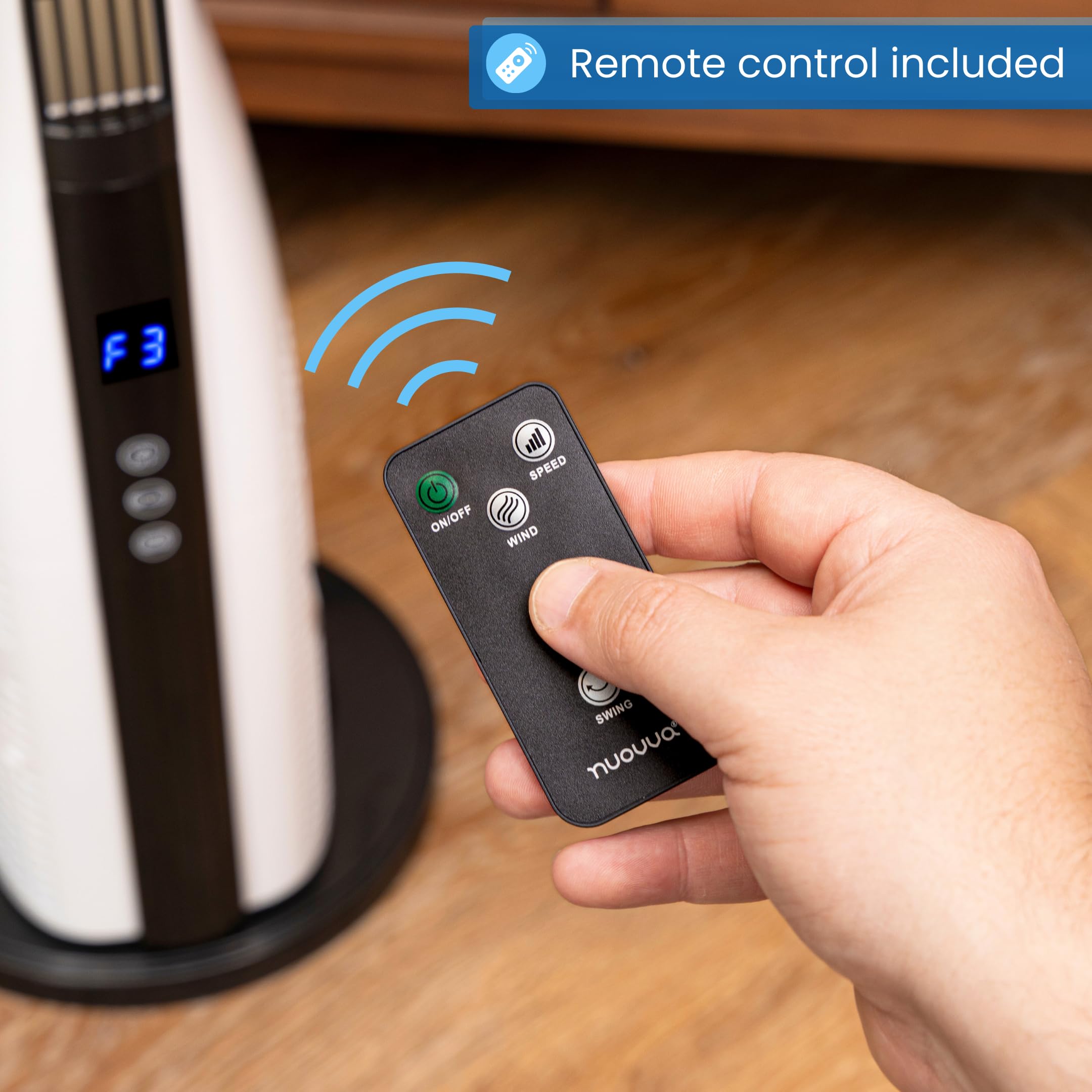 Nuovva Powerful Quiet Bladeless Tower Fan with Touch Screen Display - Energy Efficient Oscillating Fan with Remote Control - Perfect Cooling for Bedroom, Office & Living Room - Ultra Quiet Electric Fan for Home & Workspace