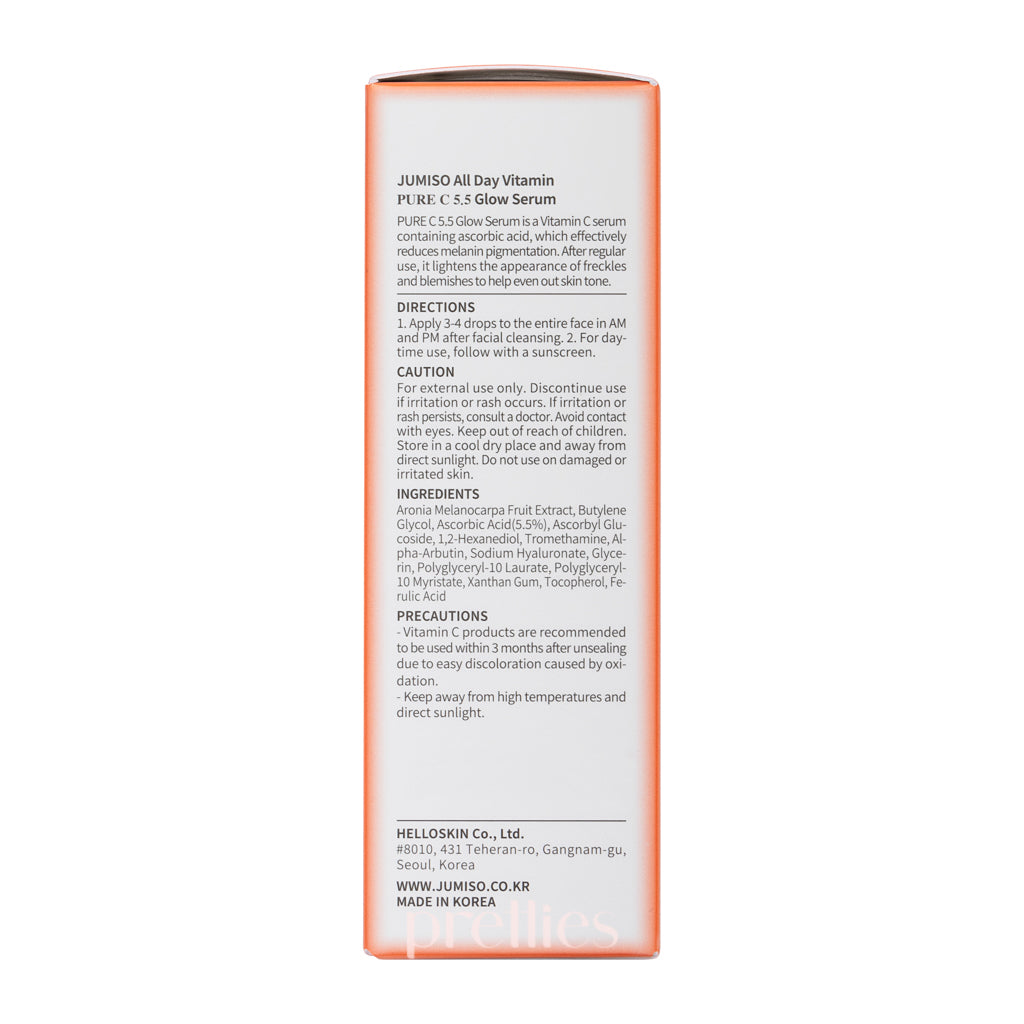 Jumiso All Day Vitamin Pure C 5.5 Glow Serum 30ml - Brightening Facial Serum with Vitamin C for Dark Spots & Dull Skin - Perfect for Morning & Night Skincare Routine