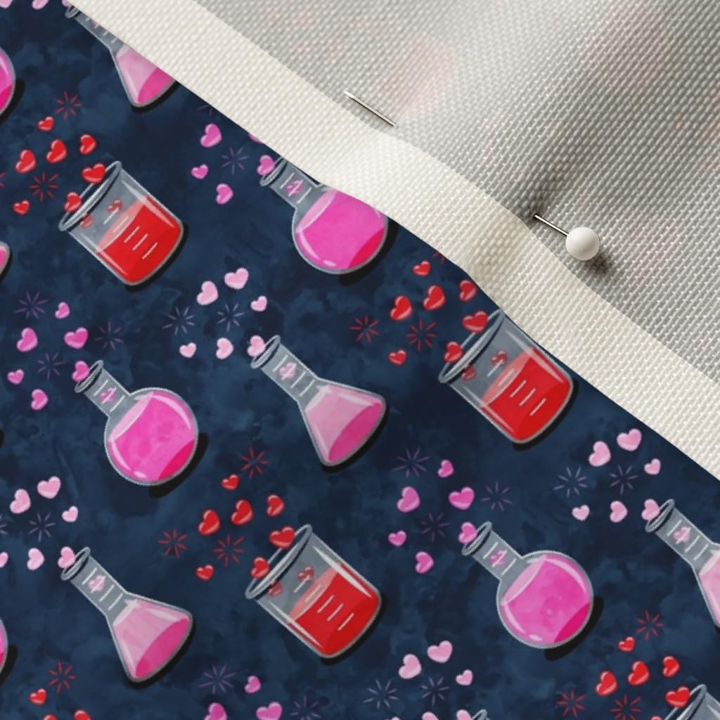 Small Scale Love Science Valentines Blue Hearts Bubbles Chemistry Printed Velvet Upholstery Fabric - Fat Quarter for Home Decor, Apparel & DIY Projects | Perfect for Valentine's Gifts, Pillow Covers & Crafting