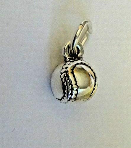 3D 6mm Tiny Solid Baseball & Softball Charm Pendant - Sterling Silver DIY Jewelry Making for Bracelets - Perfect for Sports Lovers & Handmade Craft Projects