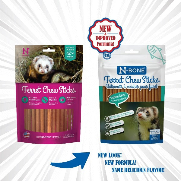 N-Bone Ferret Chew Treats - Salmon Flavor | Healthy Dental Snacks for Ferrets | Perfect for Training & Playtime Rewards