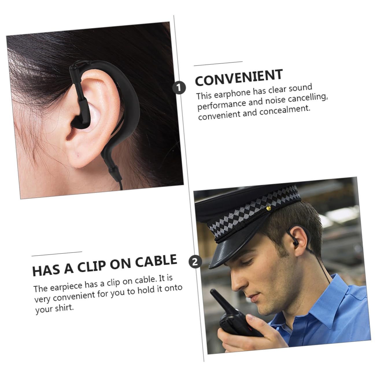 Hoement Pack Radio Earpiece Headset - Noise Cancelling Two-Way Communication Headset for Security, Construction & Event Staff - Ideal for Clear Hands-Free Communication in Loud Environments