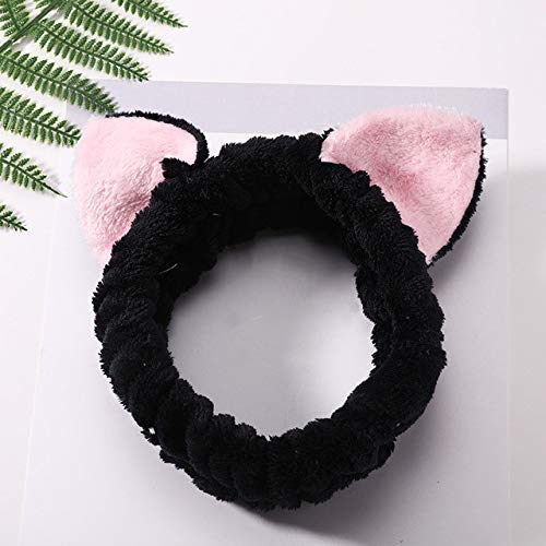 Cute Cat Ears Velvet Headband for Women - Soft Plush Hair Accessory with Cat Ears for Spa, Makeup, Cosplay & Fashion | Black | RKPM HOMES | Perfect for Halloween Costumes, Anime Conventions & Self Care Days