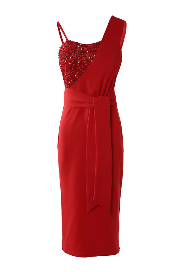 Tampa Nights Sequins Patch Slit Party Dress - Sparkling Evening Gown for Women, Clubwear & Night Out Dresses | Perfect for Cocktail Parties, Prom, Date Night & Special Occasions