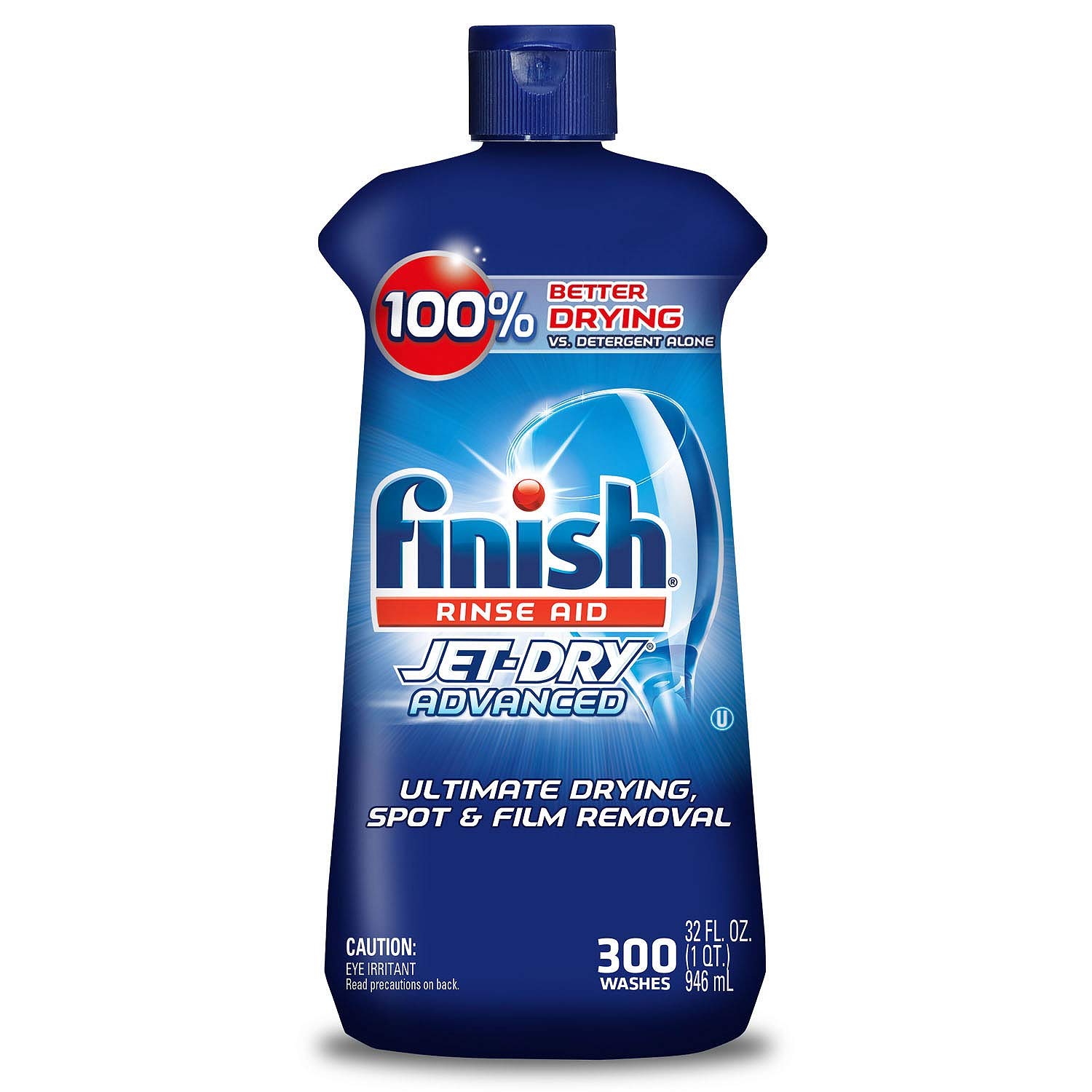 Finish Jet-Dry Rinse Aid, 32oz (Pack of 4) - Premium Dishwasher Rinse Agent & Drying Solution for Spot-Free Glasses & Dishes - Perfect for Daily Dishwashing & Hard Water Areas