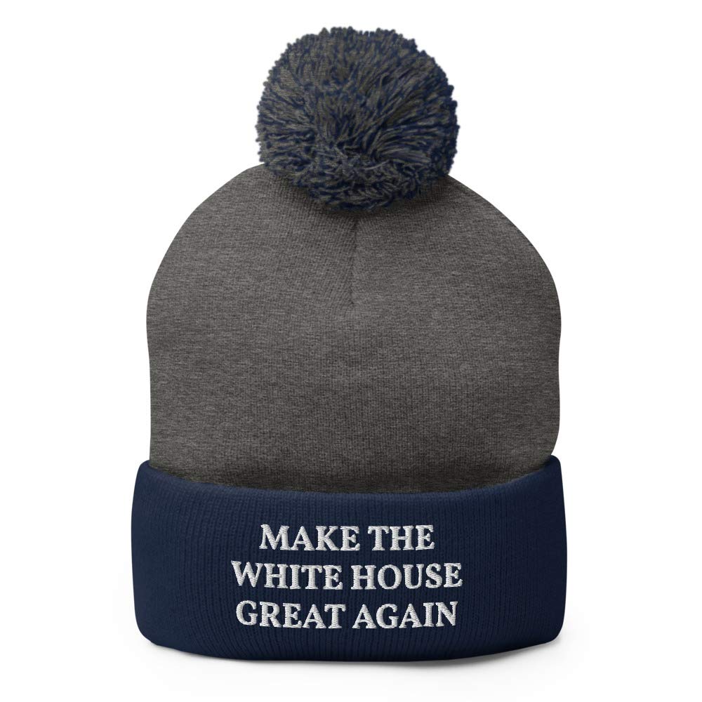Make America Great Again MAGA Pom Pom Beanie - One Size Fits All - Patriotic Winter Hat for Political Rallies & Outdoor Activities
