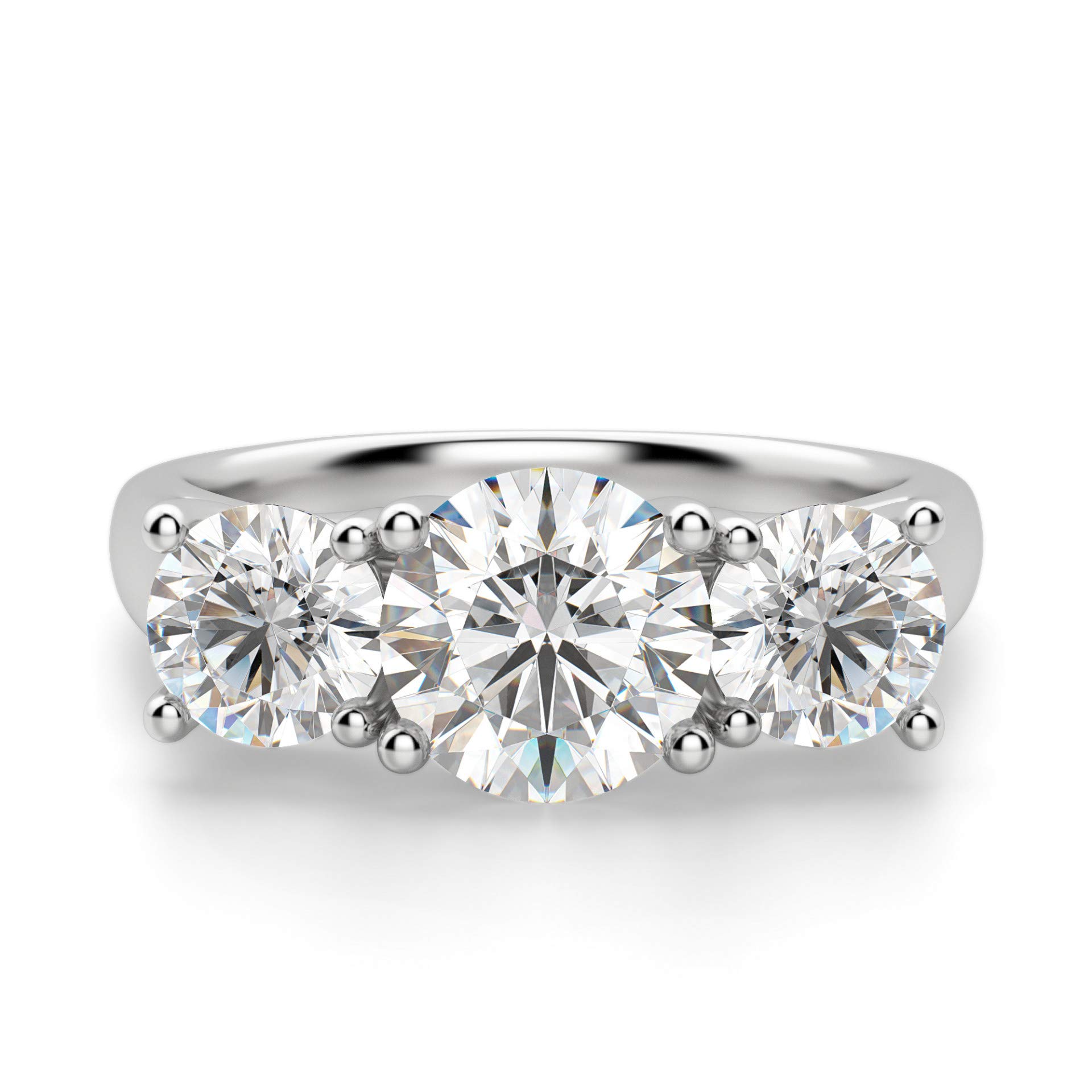 4.0TCW Round Cut Moissanite Engagement Ring - VVS1 Colorless 3 Stone Solitaire Wedding Band for Women | Anniversary, Promise, Birthday Gift | Perfect for Proposals, Bridal Jewelry & Special Occasions