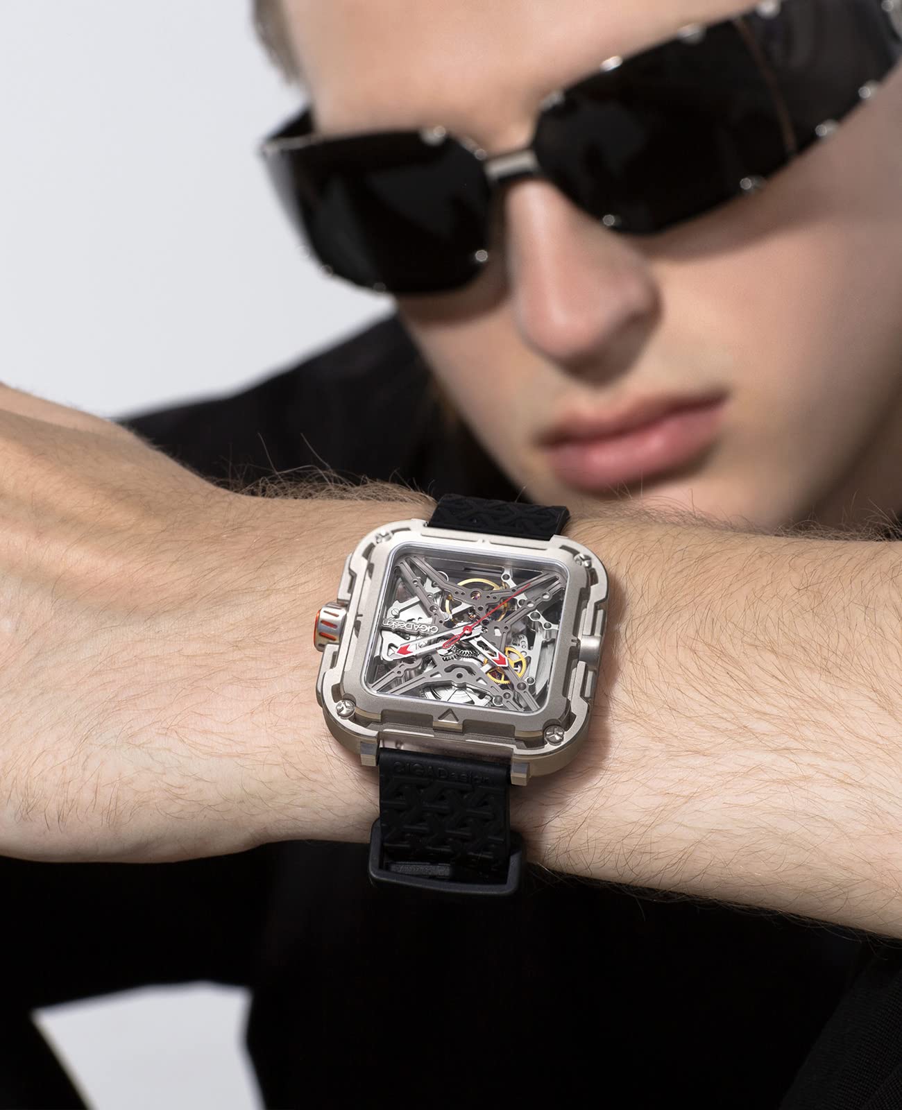 CIGA Design X Series Automatic Mechanical Watch - SUV Inspired Anti-Shock Design, Sapphire Crystal, Skeleton Dial with Silicone & Nylon Strap - Stylish Unisex Watch for Men & Women | Perfect for Outdoor Adventures, Business Meetings & Fashion Accessories