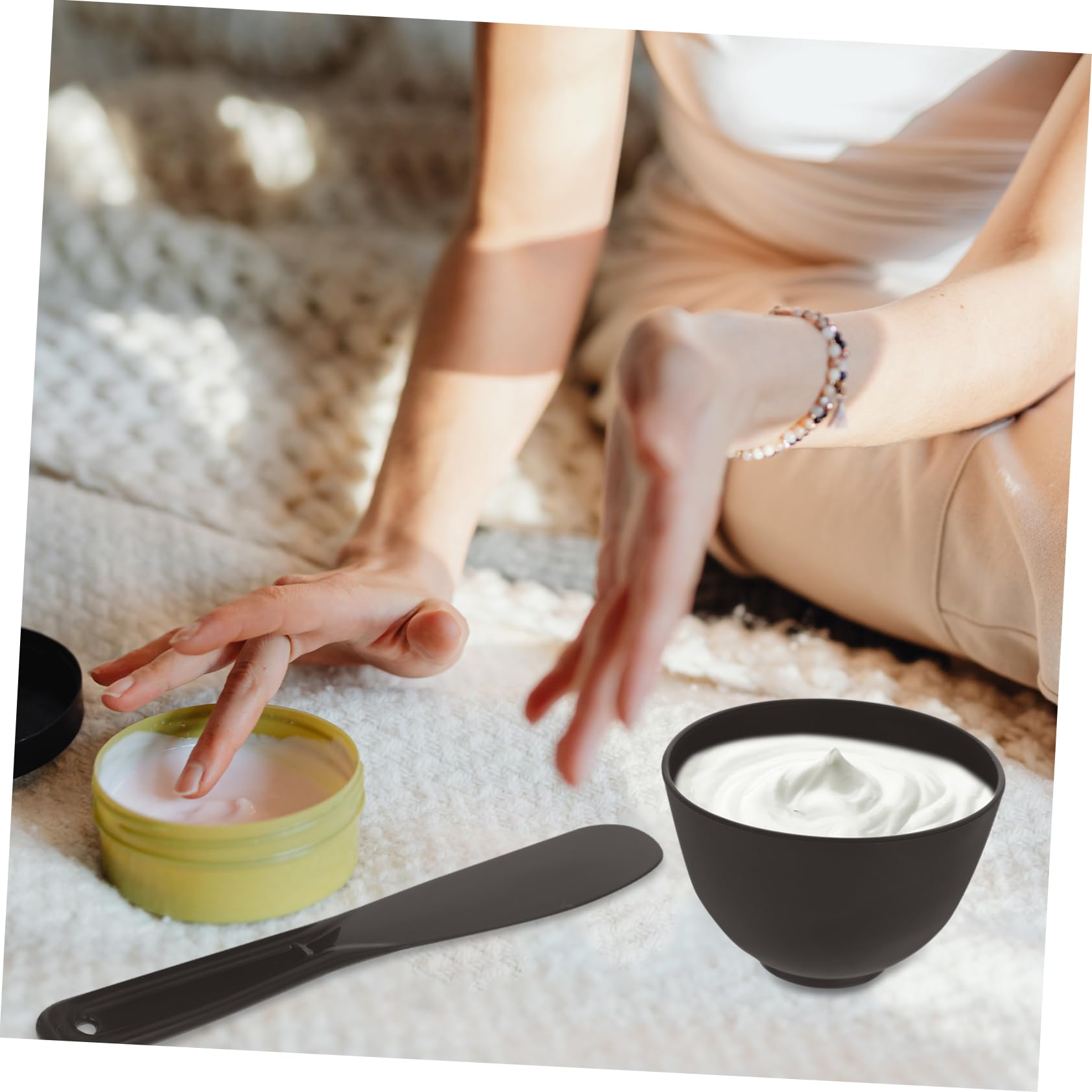 Hemoton 1 Set Black Facial Mask Mixing Bowl Kit - Portable Beauty Salon Mask Applicator Tools for DIY Skincare & Spa Treatments at Home