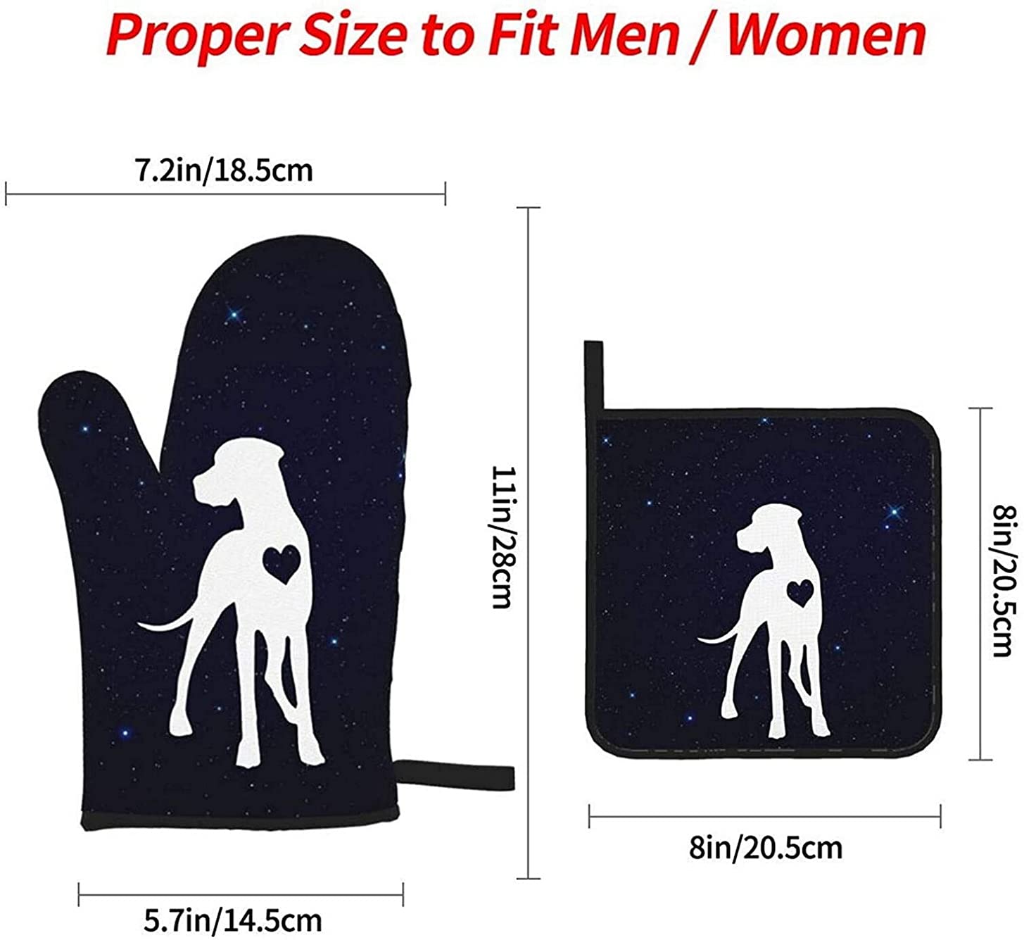 Premium Great Dane Oven Mitts & Pot Holders Set of 4 - Heat Resistant Kitchen Accessories for Baking, Grilling & Cooking - Perfect for Home Chefs & Holiday Gifts