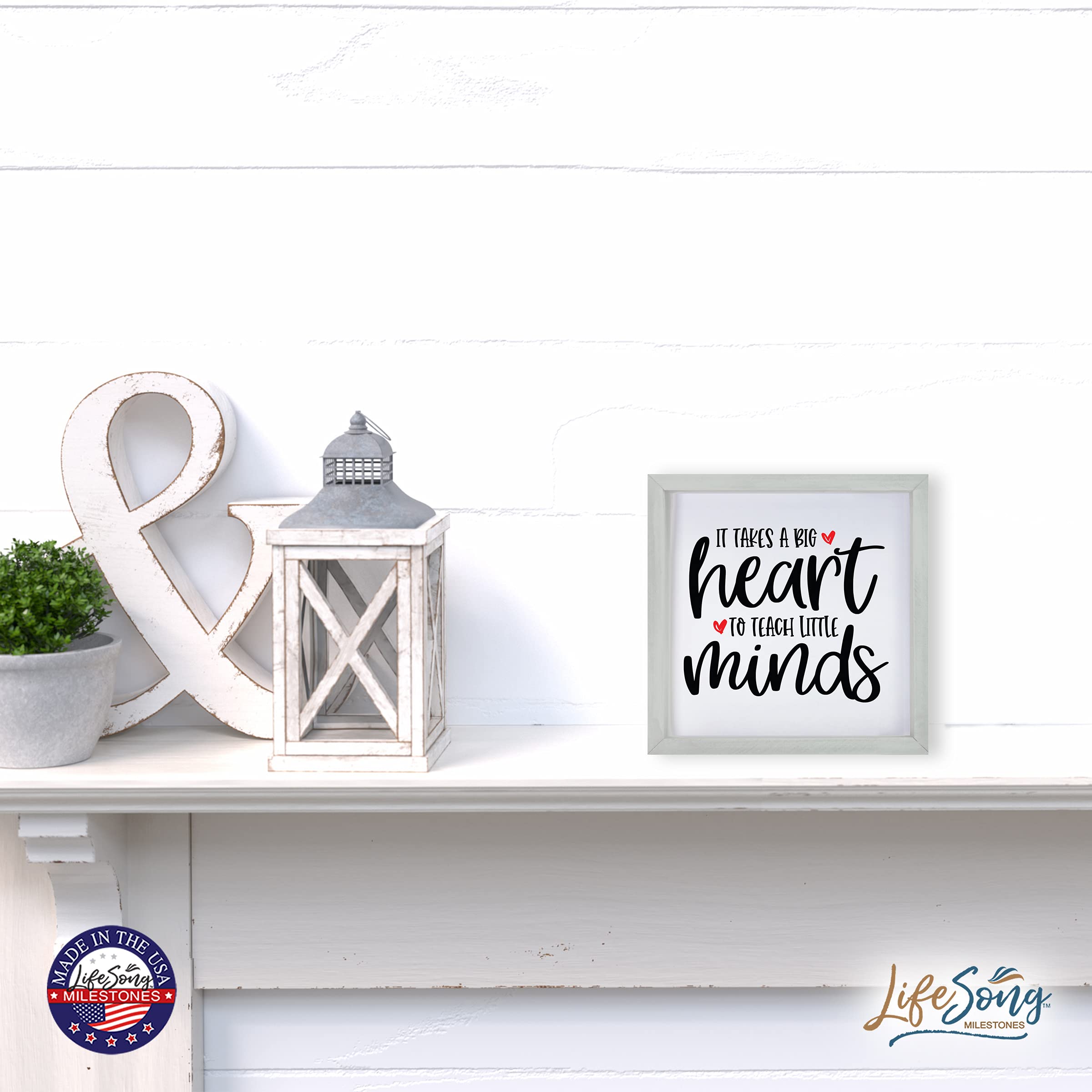 LifeSong Milestones Custom 7x7 Inch Framed Wooden Wall Art - Inspirational & Funny Modern Quotes Shadow Box Hanging Decor - Perfect for Home Office, Nursery, or Gift (Gray)