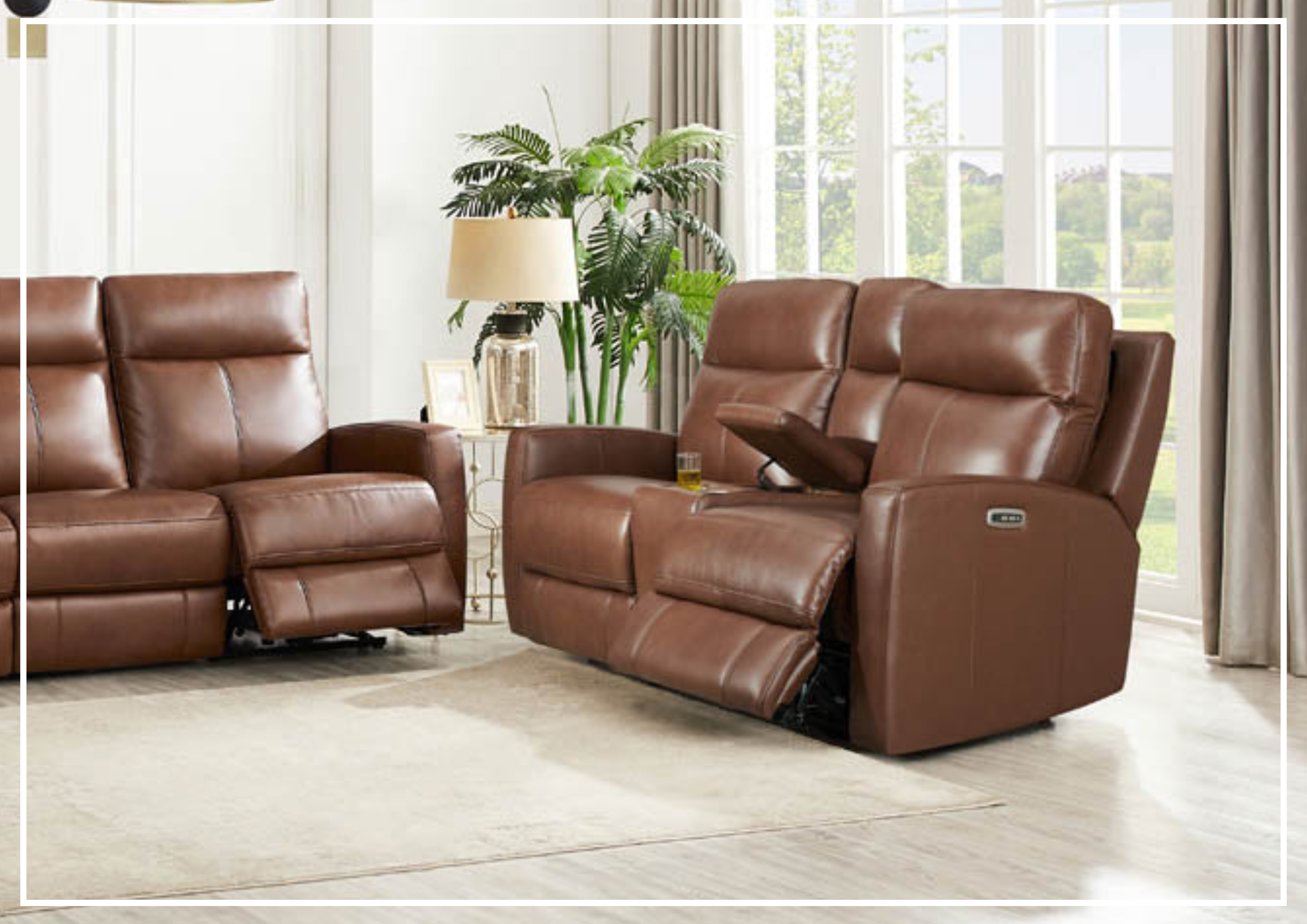 Hydeline Vienna Brown Leather Zero Gravity Reclining Sofa with Console - Modern Recliner Couch for Living Room, Home Theater & Relaxation | Ergonomic Design for Ultimate Comfort