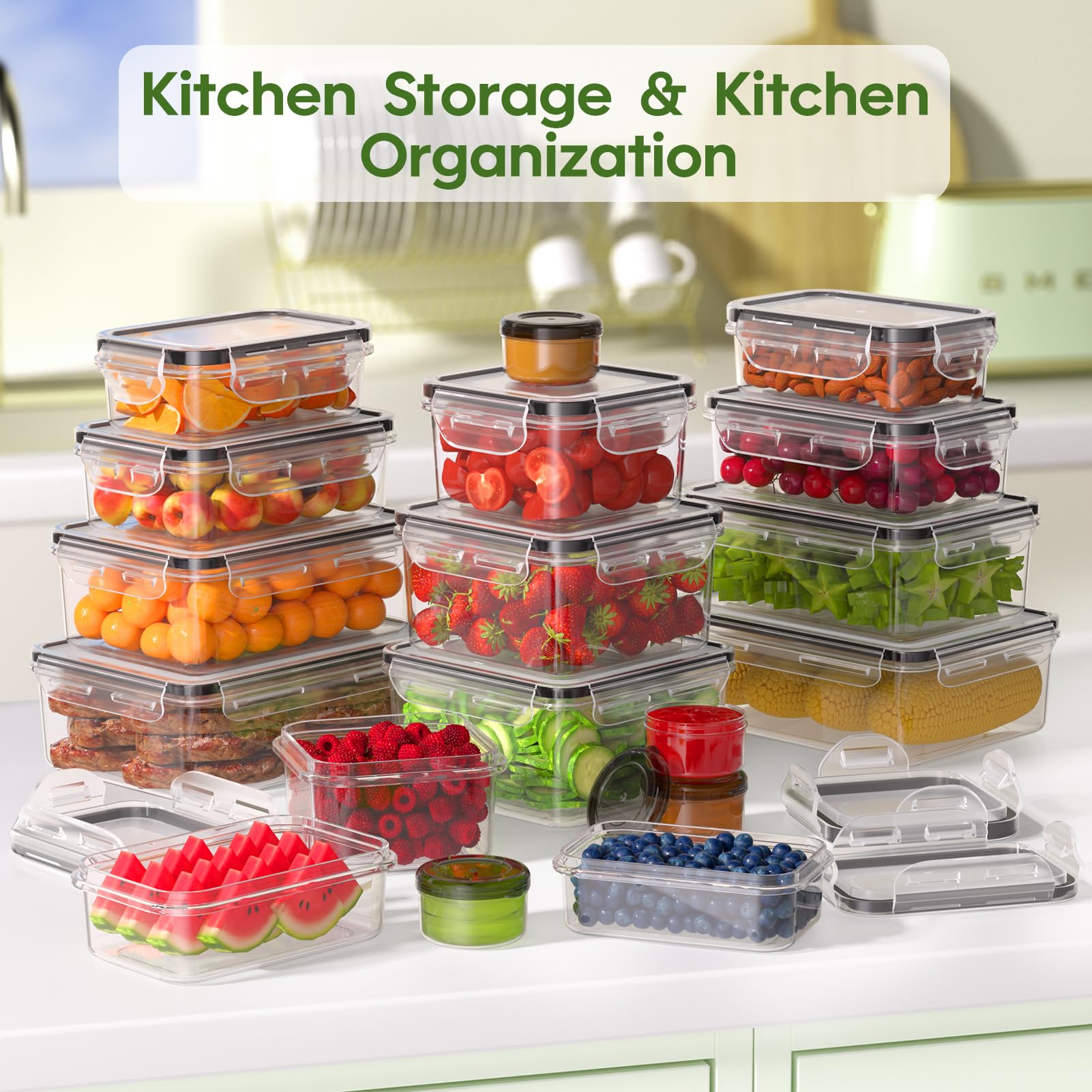 36-Piece BPA-Free Plastic Food Storage Containers Set with Lids (18 Containers & 18 Lids) - Leak Proof, Reusable Kitchen & Pantry Organization with Labels & Marker - Perfect for Meal Prep, Leftovers, and Bulk Food Storage