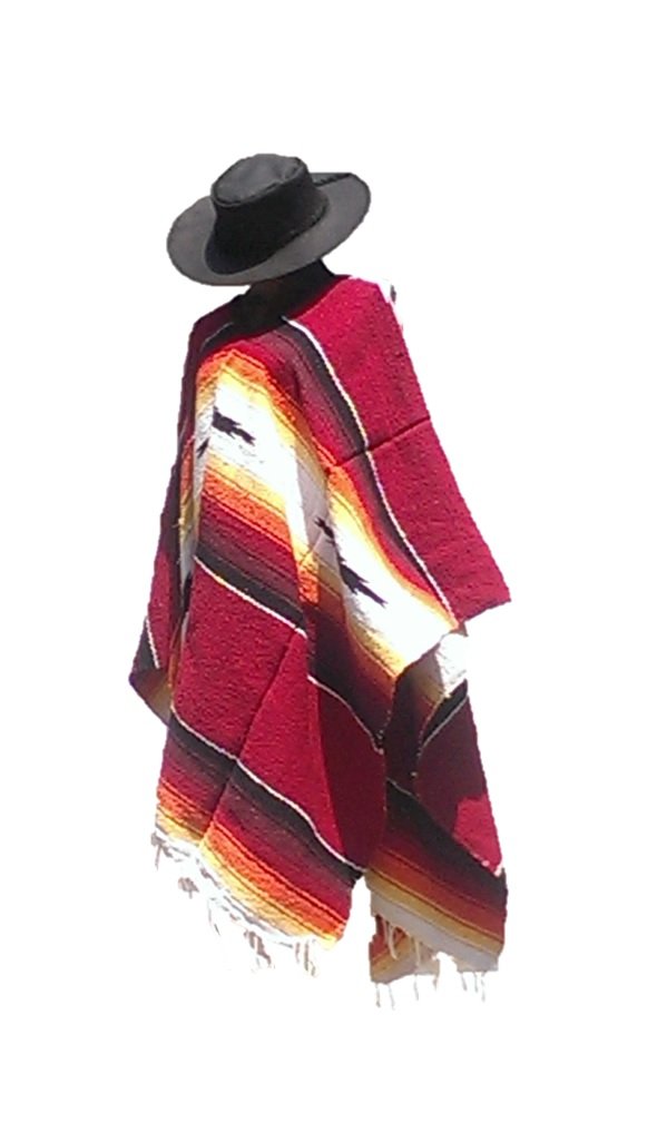 **Sharpshooter Clint Eastwood Western Black Cowboy Hat & Red Poncho Set – Wild West Costume for Halloween, Cosplay, and Western Themed Parties**