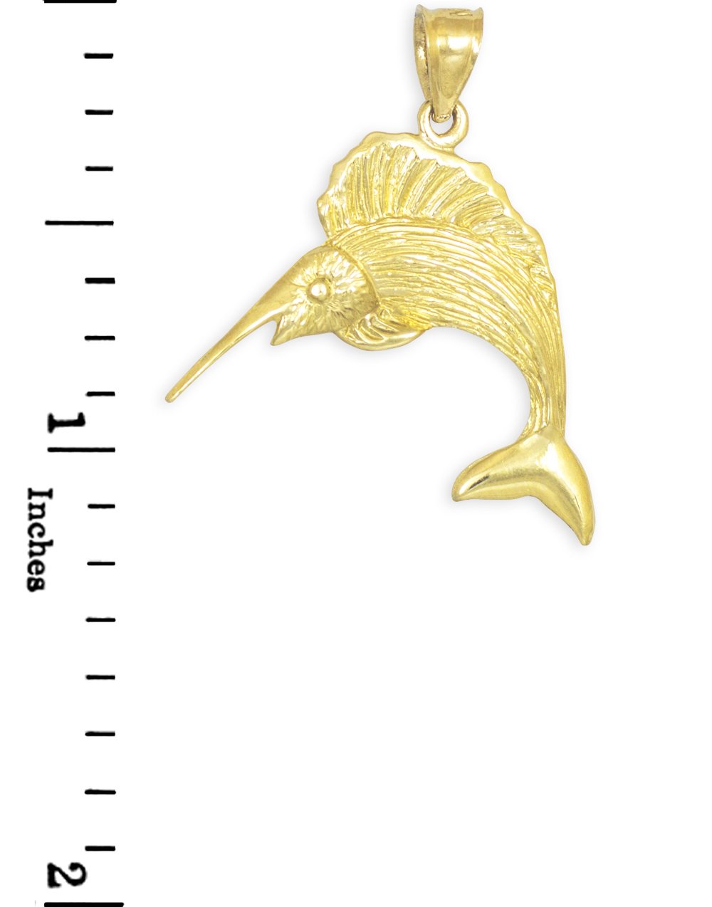 10K Yellow Gold Sailfish Pendant Necklace for Beach Lovers