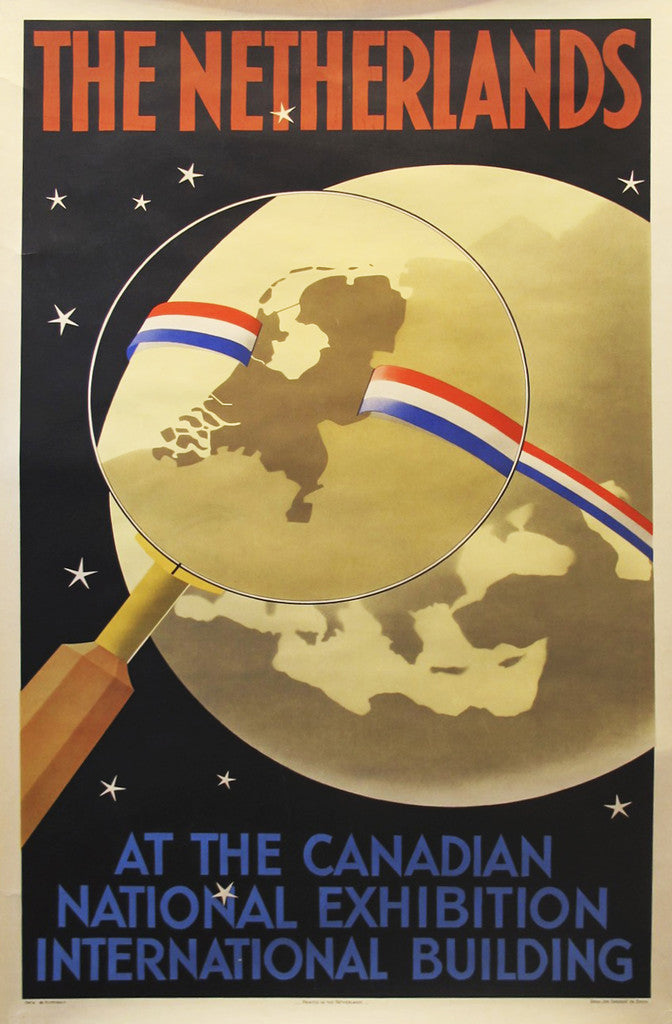 Vintage 1940s Original Dutch Poster - Netherlands Pavilion at Canadian National Exhibition by Kempanaer - Perfect for Retro Home Decor & Art Collectors
