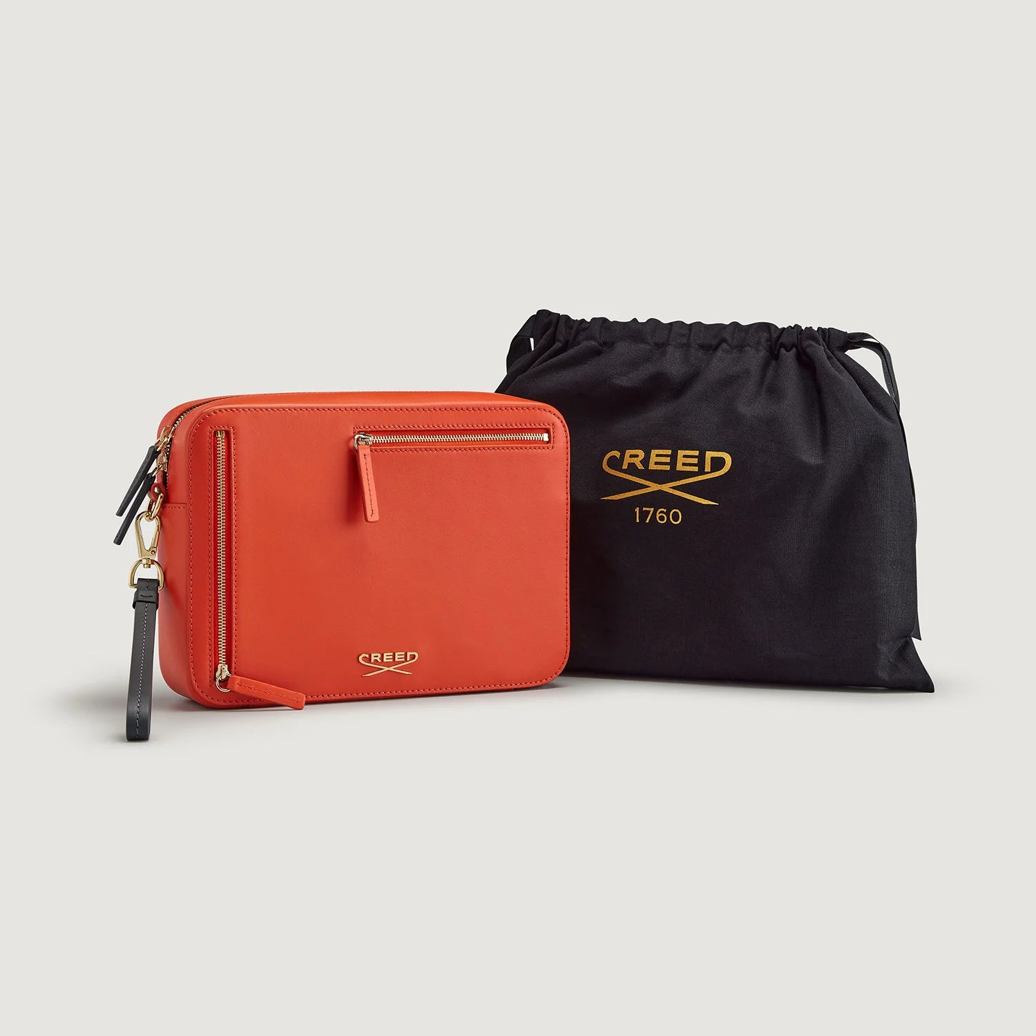CREED Large Leather Wash Bag for Men & Women - Premium Citrus Scented Travel Toiletry Organizer - Perfect for Gym, Travel, and Home Use