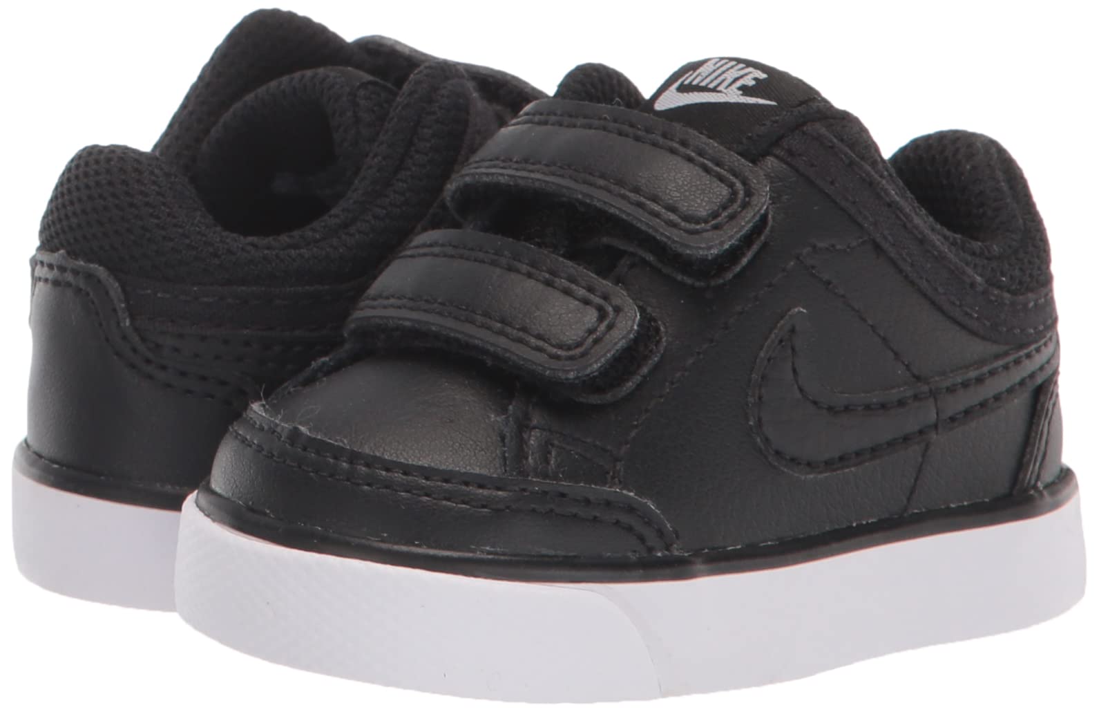 Nike Capri 3 Leather (TDV) 579949 014 Black/Black-White Baby Shoes - Comfortable & Stylish First Walkers for Infants - Perfect for Everyday Wear, Playtime & Special Occasions