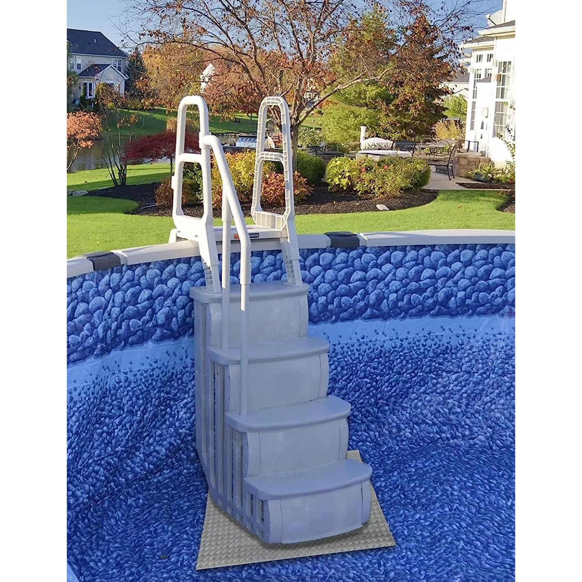 36 x 36 Inch Large Pool Step Ladder Guard Mat with Adjustable 54 Inch ProSeries - Safety Cover for Above Ground Swimming Pool Ladders | Perfect for Backyard, Inground & Outdoor Pools