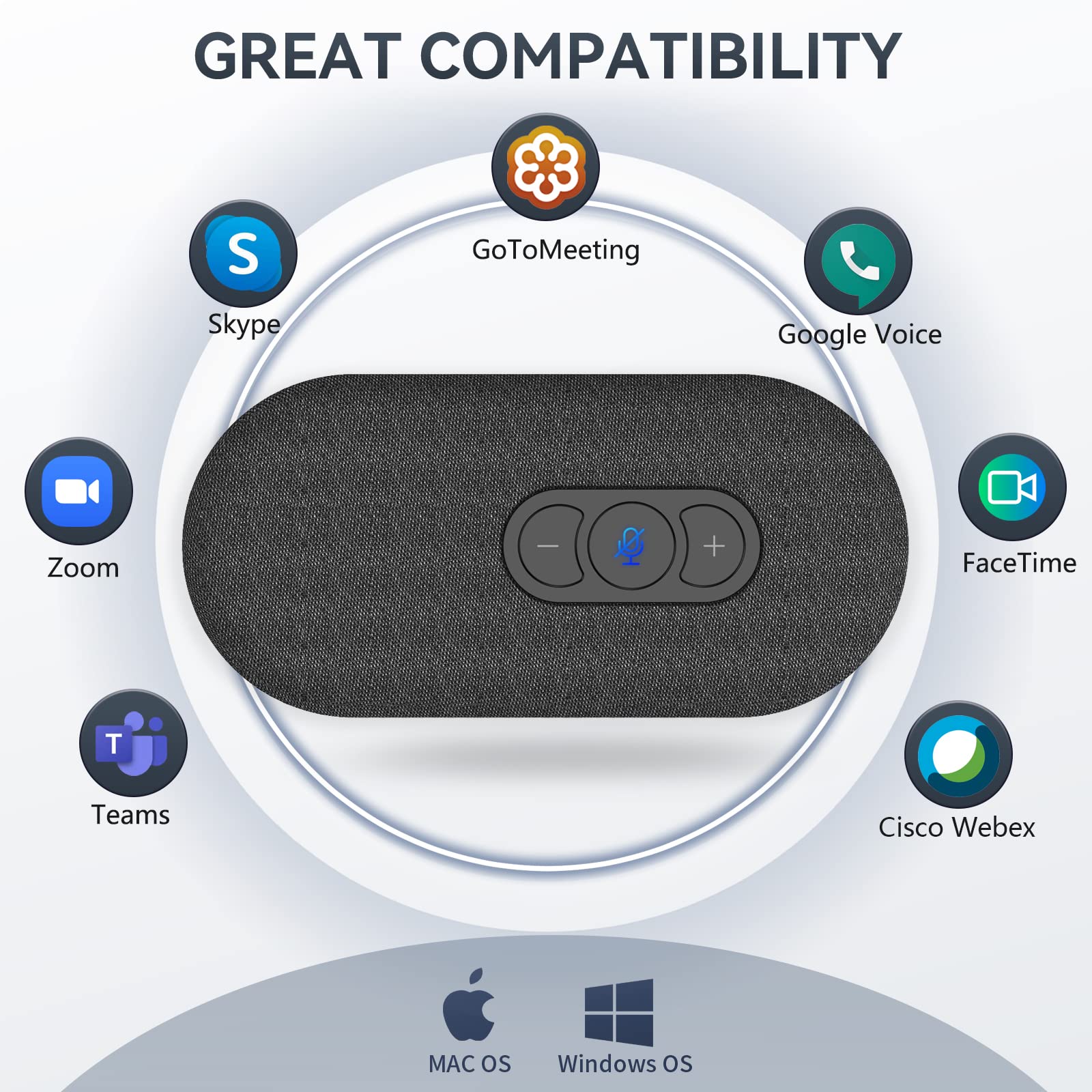 Premium USB Speakerphone for Virtual Meetings - 360° Voice Pickup, Noise Cancelling, Plug & Play - Compatible with Zoom, Teams, Skype - Ideal for Home Office, Conference Calls & Online Classes
