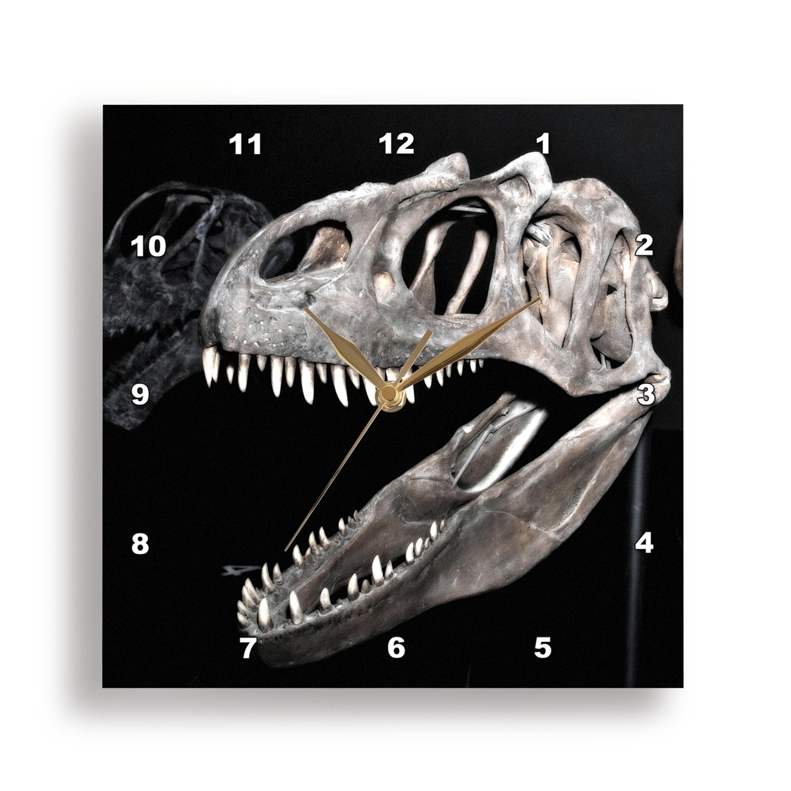 3D Rose Dinosaur Mouth Head Teeth Wall Clock - 10x10 Inch Unique Home Decor for Kids Room, Dinosaur Theme Party, Classroom & Office - Perfect Gift for Dino Lovers