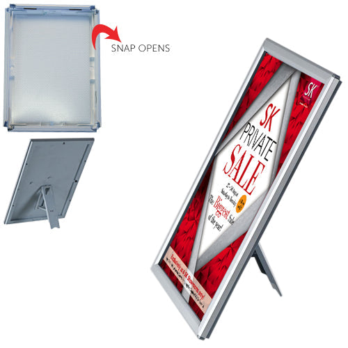 5x7 AD Promo Snap Frame in Metal Silver Finish - Counter Top, Tabletop, Shelf & Wall Mount Display for Retail Stores, Restaurants & Offices