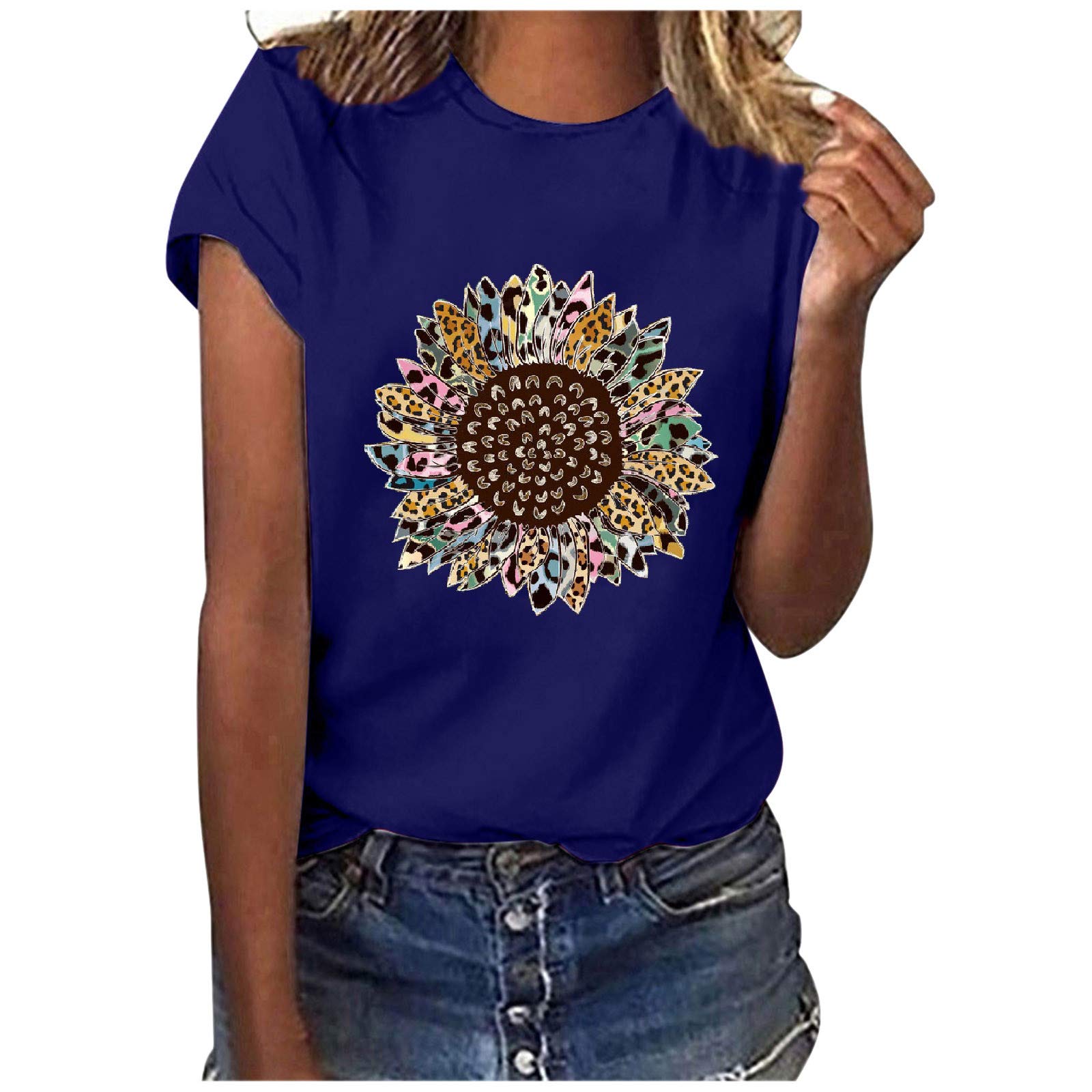 Vintage Graphic Tees for Women - Short Sleeve Crewneck Cute Printed T-Shirts | Casual Loose Fit Summer Tops for Everyday Wear, Outings & Street Style Fashion