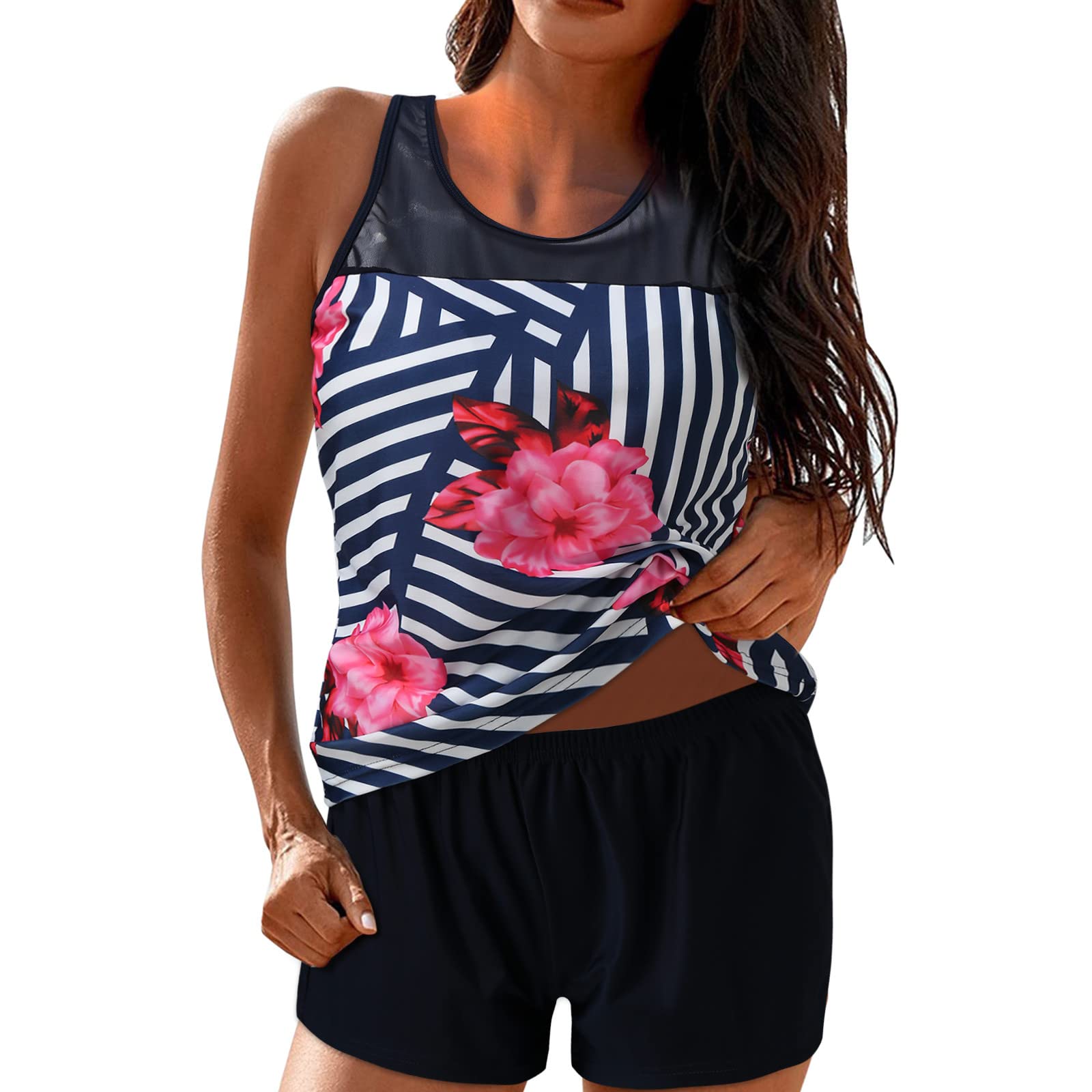 Women's Strappy Tankini Swimsuits with Boyshorts - 2 Piece Swimwear Set for Beach, Pool & Summer Vacation