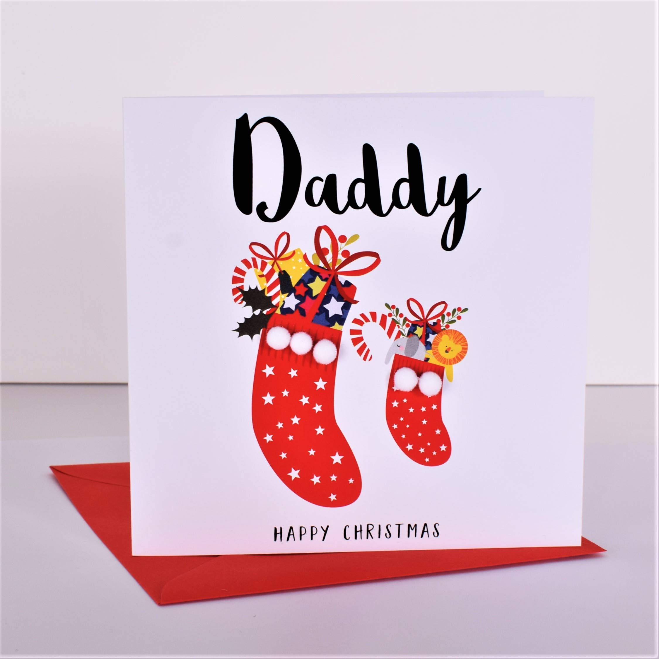 Embellished Christmas Greeting Card for Dad - Festive Holiday Card with Stockings - Perfect for Family Gifts & Christmas Decorations