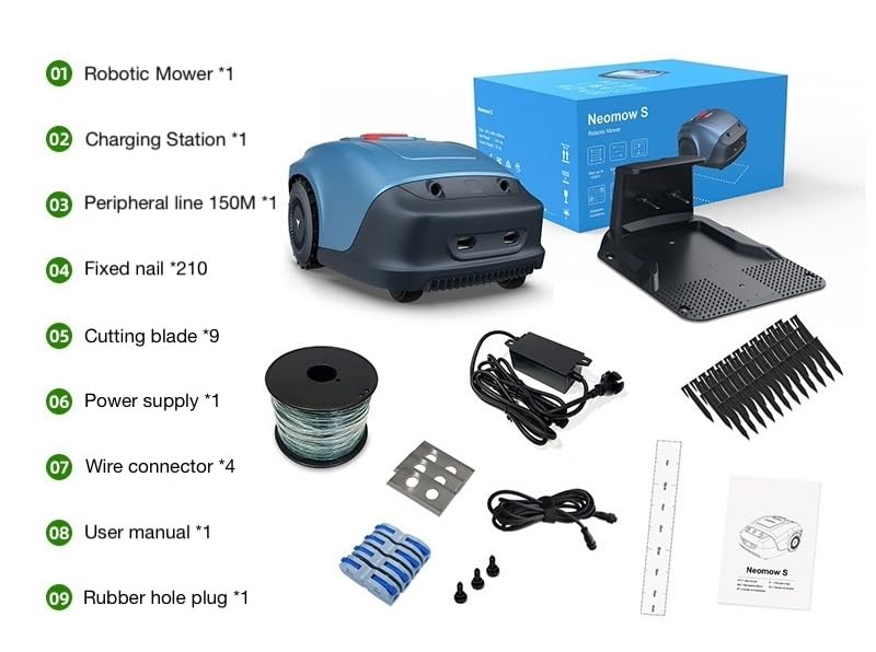 H18E Robotic Lawn Mower - Automatic Battery-Powered 2.17 Inch Cutting Height for Lawns up to 16,100 Sq.Ft - UK Standard (Blue) | Perfect for Small to Medium Yards, Backyard Maintenance & Smart Home Landscaping