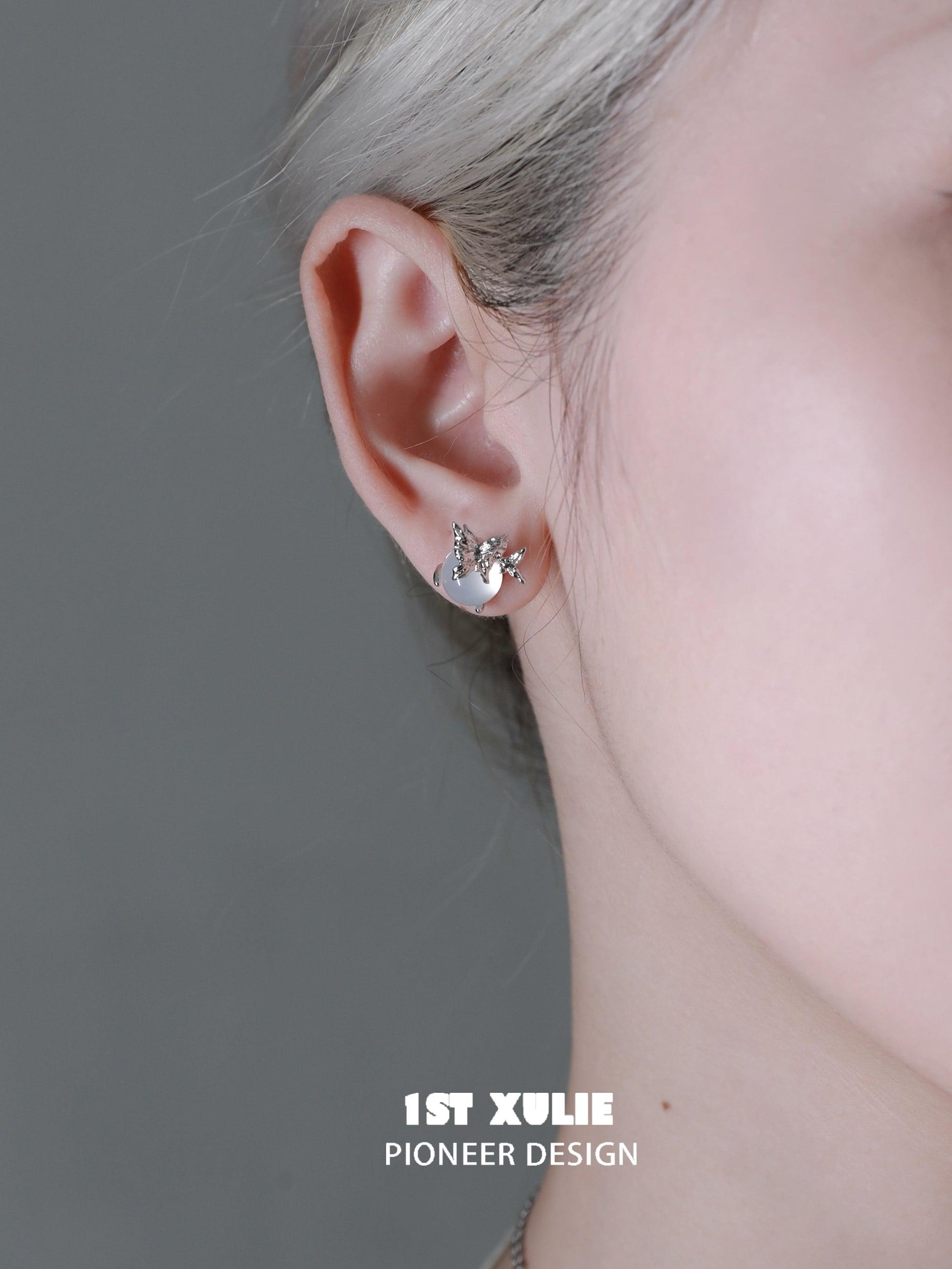Whiterfly S925 Sterling Silver White Chalcedony Stud Earrings for Women - Elegant Gemstone Jewelry Gift for Birthday, Anniversary & Everyday Wear