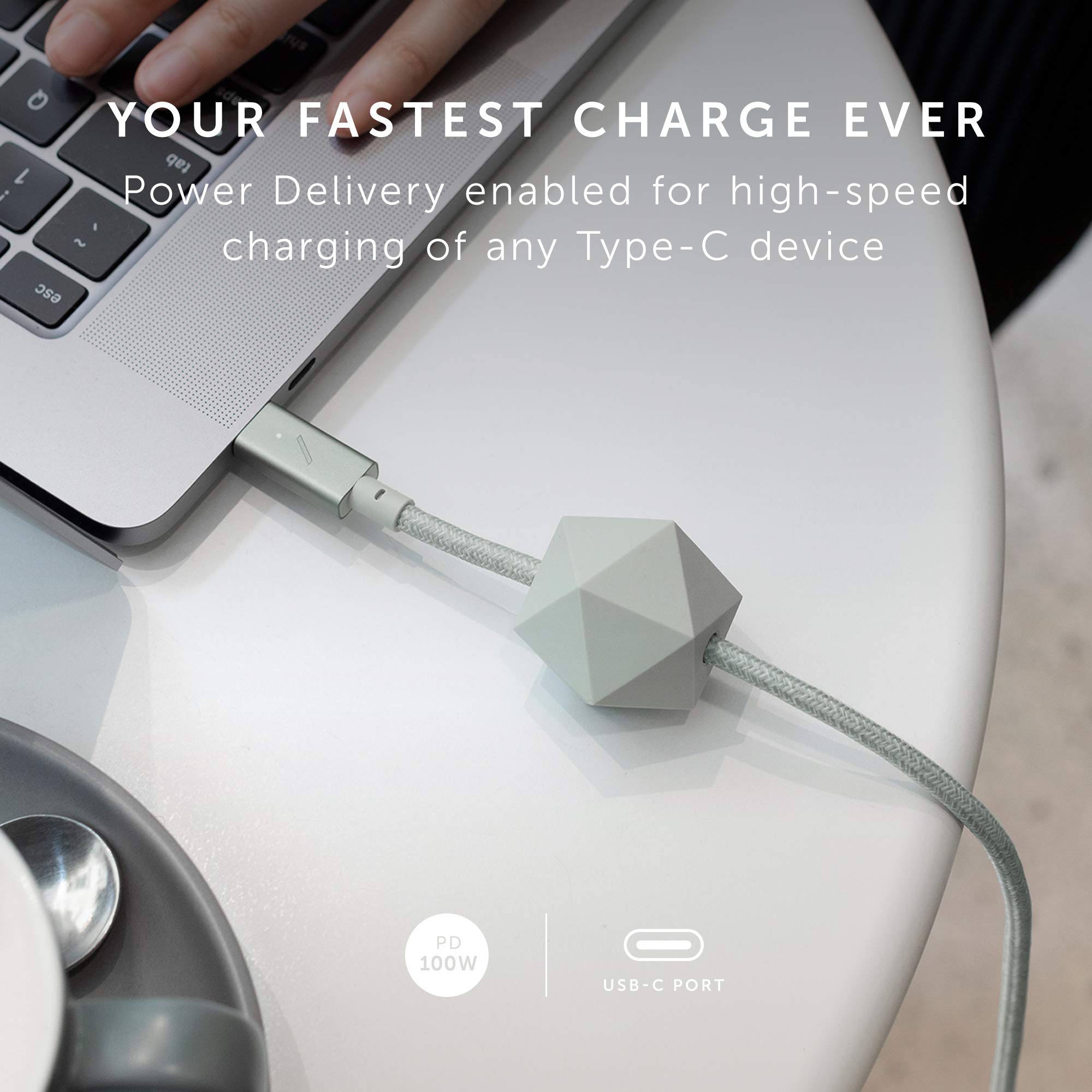 Premium USB-C to USB-C 8ft Charging Cable - Ultra-Strong Non-Slip Desk Cable with Anchor Weight for iPhone 16/15, MacBook Pro 13
