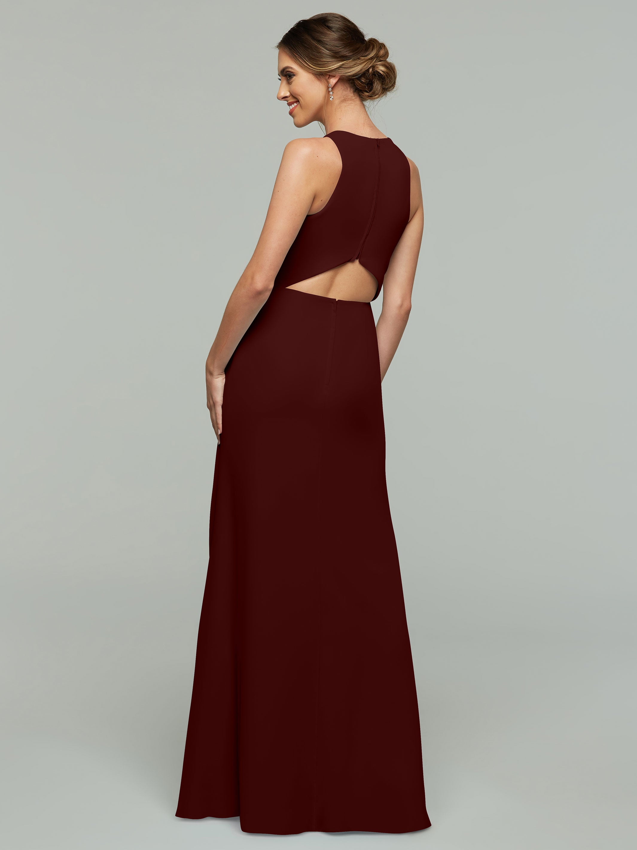 Elegant 80175 Chiffon A-Line Bridesmaid Dress with Plunging Halter Neckline - Perfect for Weddings, Formal Events & Special Occasions