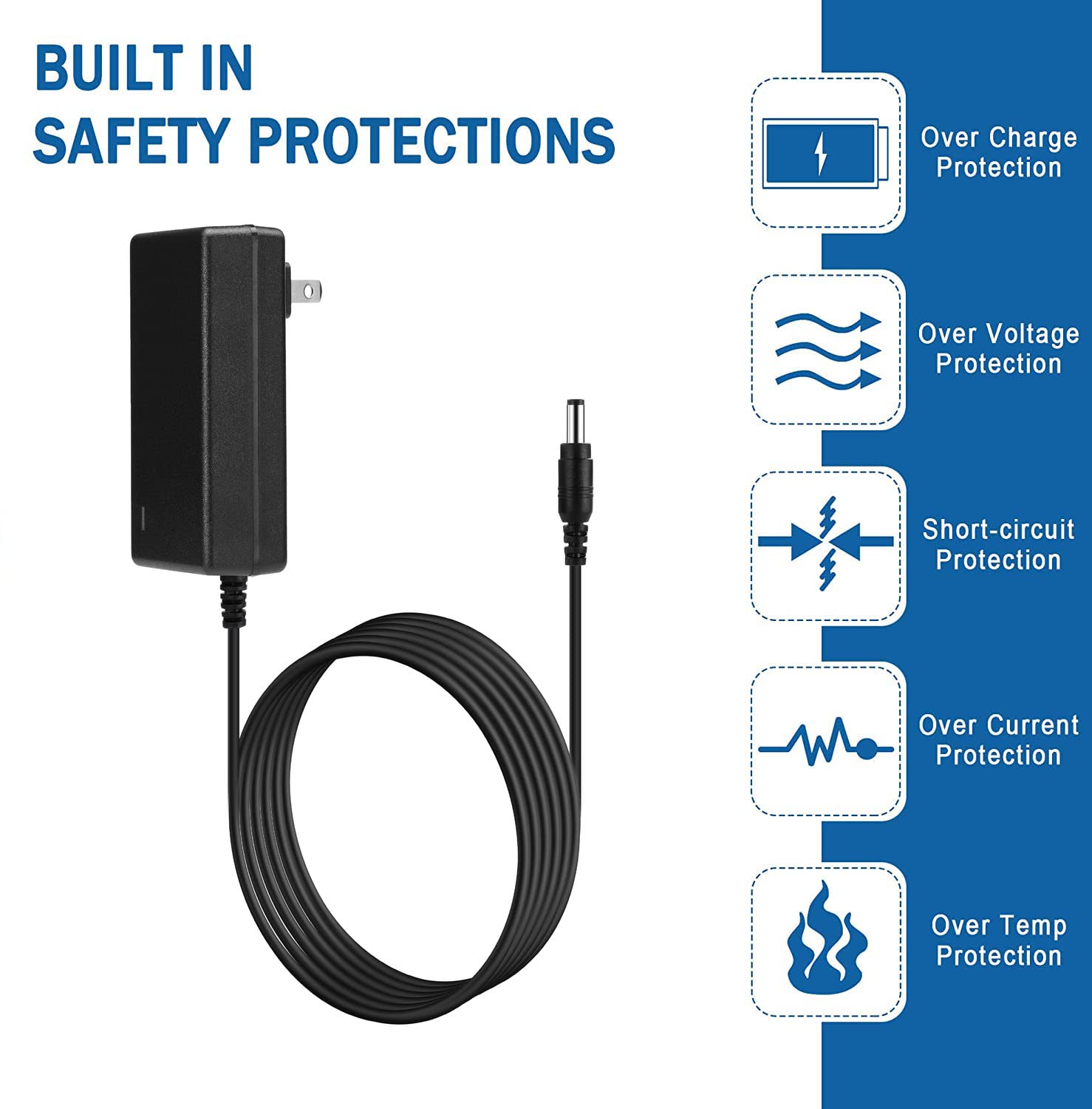 Original Shark VM200 Replacement Charger - AC/DC Power Adapter & Cord Compatible with Shark VM200, VC200, UM200, VM20026, VM200C, UM205, VC205 Series VACMOP - Perfect for Home Cleaning & Maintenance